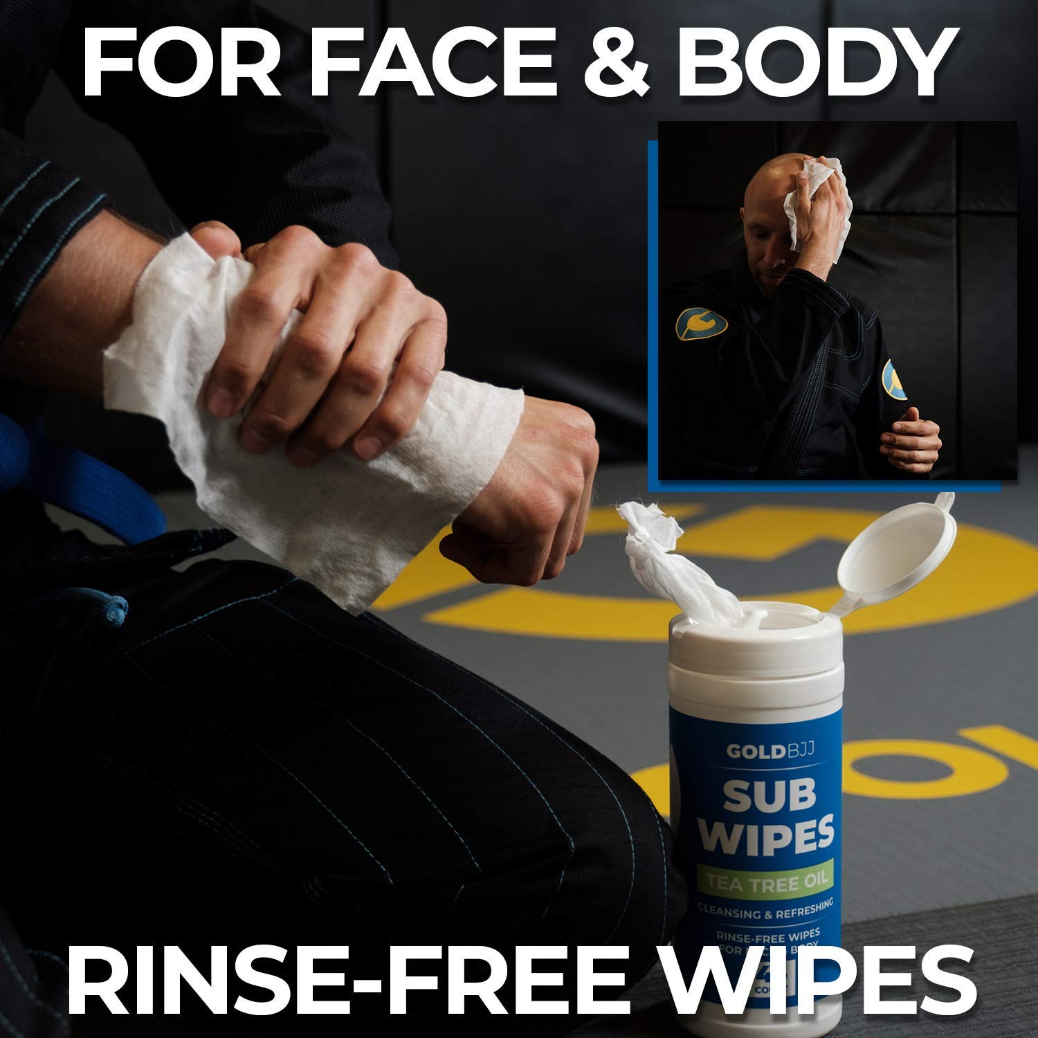 Premium Gold BJJ Jiu Jitsu Soap & Body Wipes Bundle - Antibacterial & Odor Control for Grapplers - Post-Training Hygiene for MMA, Brazilian Jiu-Jitsu & Combat Sports Athletes