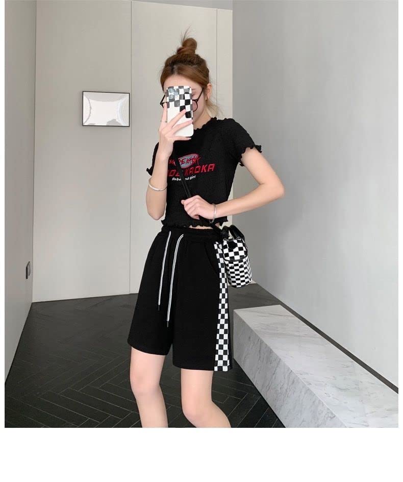 Women's Casual Bermuda Long Shorts - Checkerboard Print Running Gym Sports Shorts with Comfortable Waistband | Perfect for Summer, Walking, Beach & Home