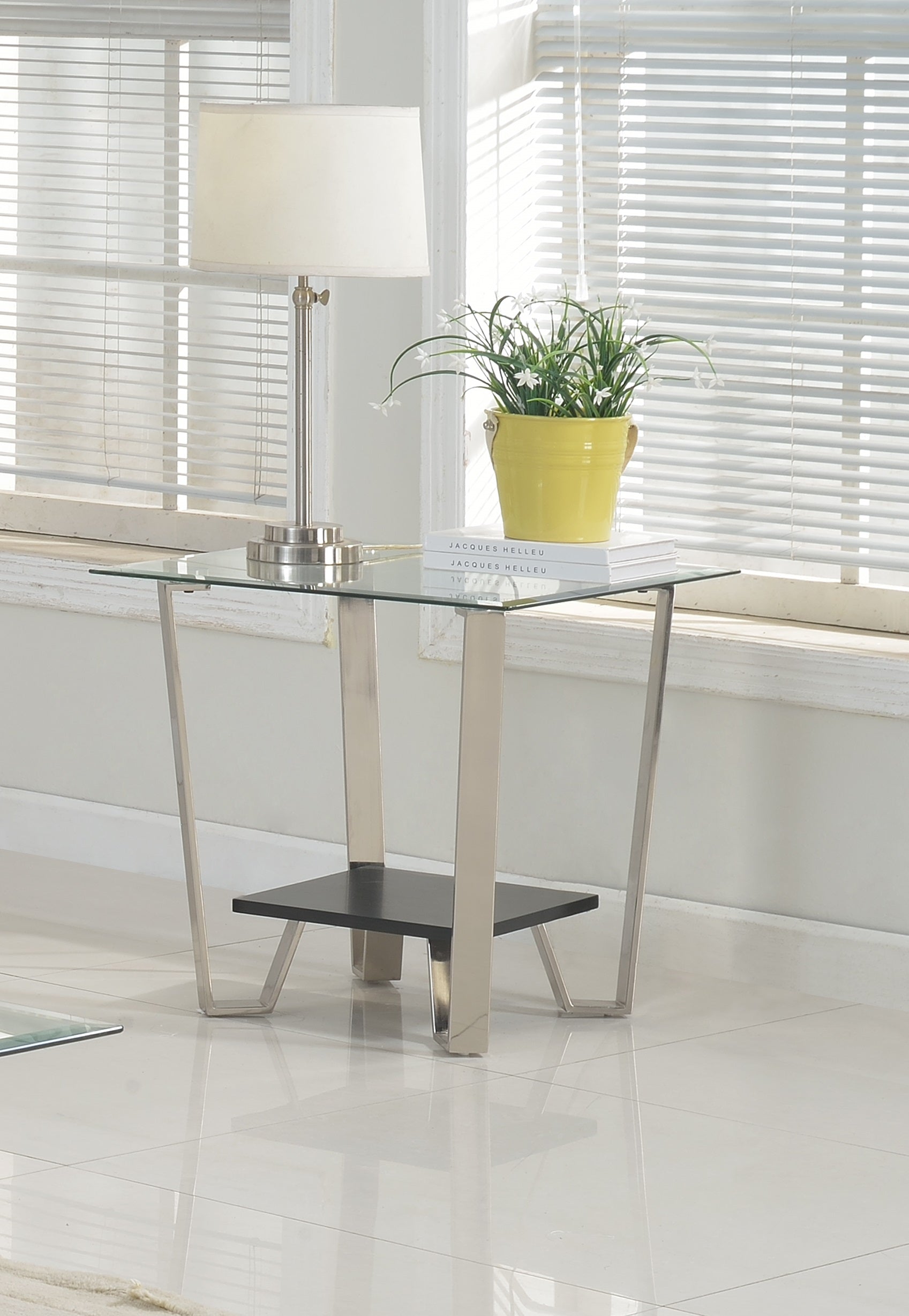 Modern Espresso & Silver End Table - Stylish Nightstand for Living Room, Bedroom, or Office - Compact Side Table with Durable Finish
