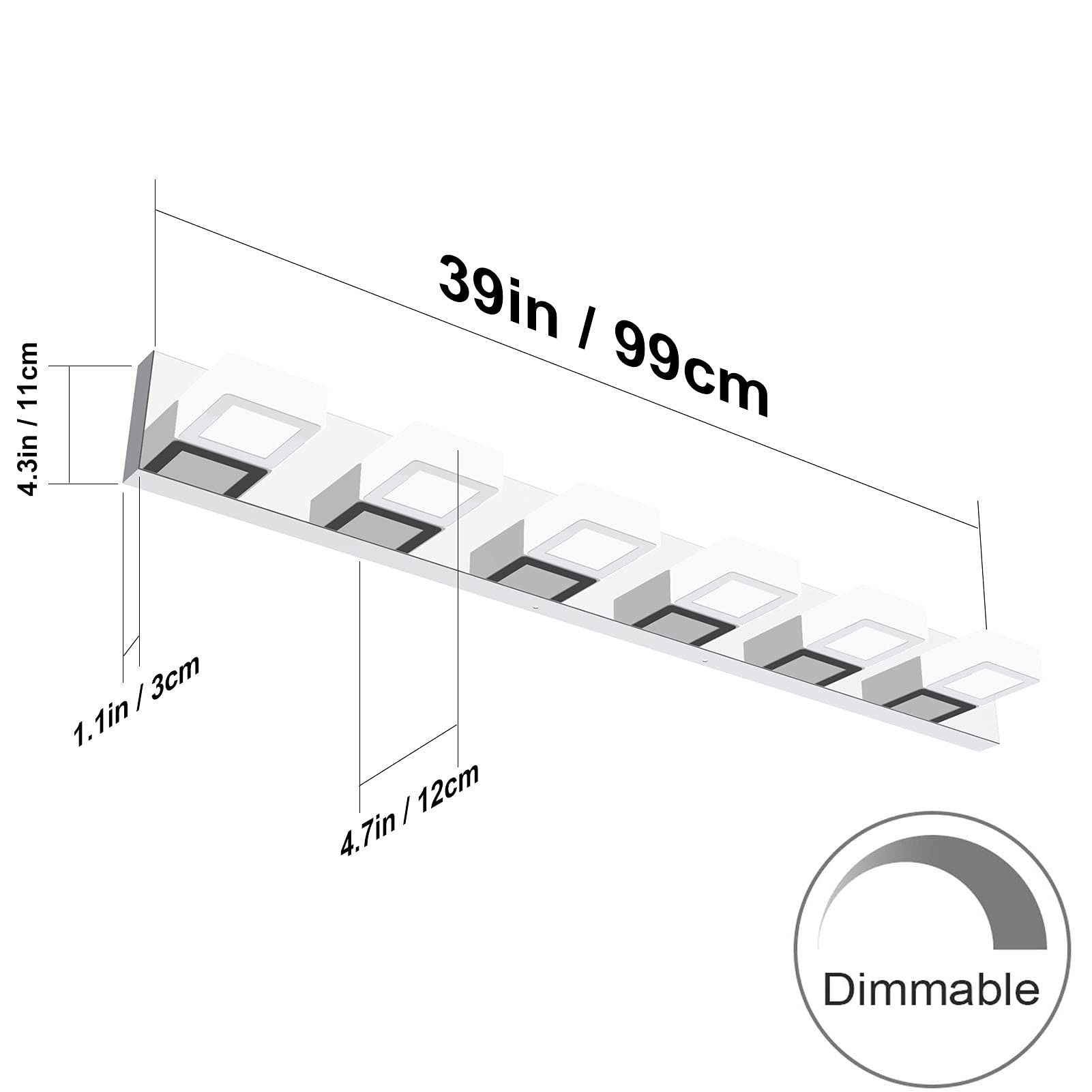 Ralbay 6-Light Modern Chrome LED Bathroom Vanity Light Fixture - Dimmable 6000K Cool White, Acrylic & Stainless Steel Design for Bathroom, Makeup Vanity, and Dressing Room Lighting