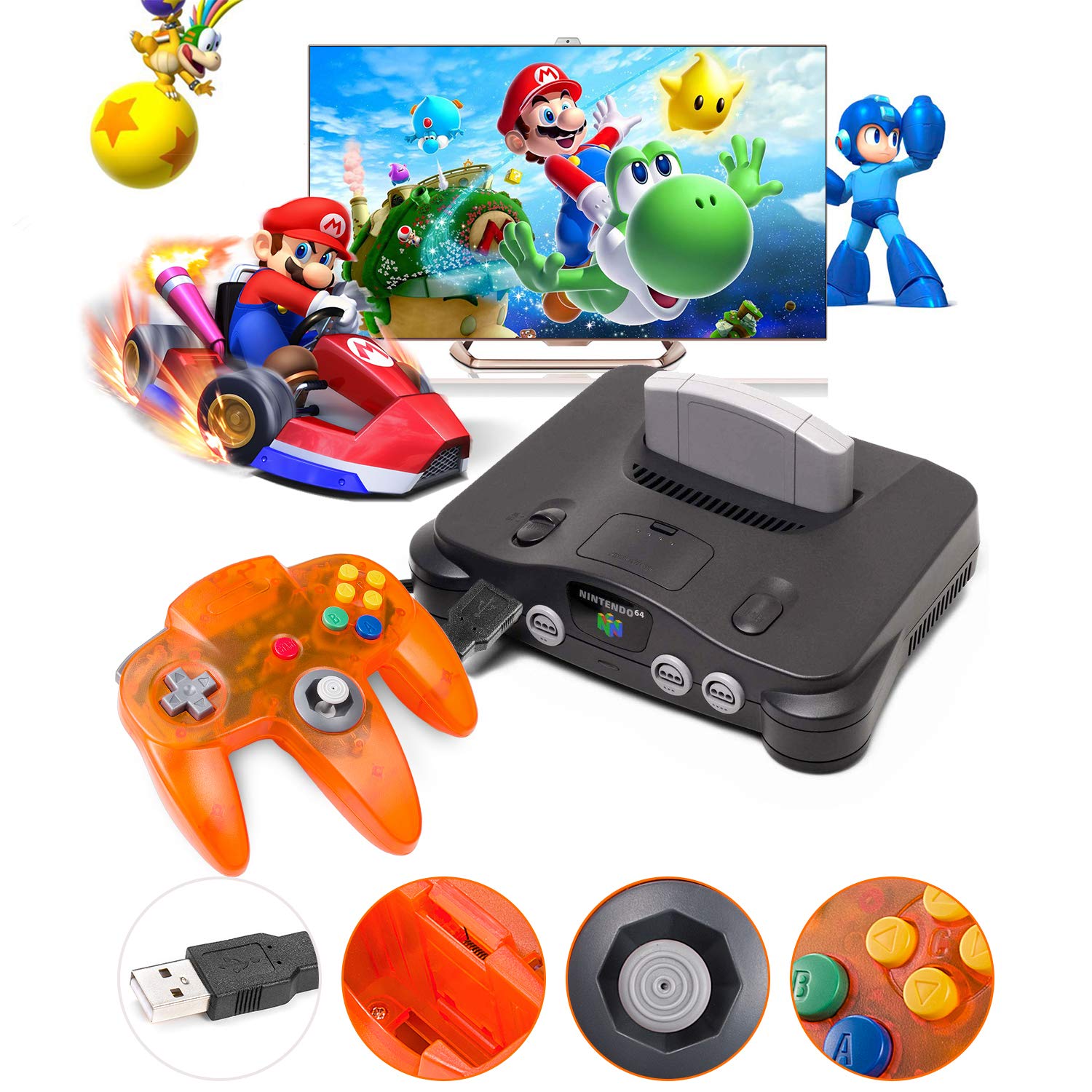 2 Pack USB N64 Controller - Classic Wired 64 Gamepad Joystick for PC, MAC, Raspberry Pi 4 | Retro Gaming Accessories for Nintendo 64 Enthusiasts & Emulator Players