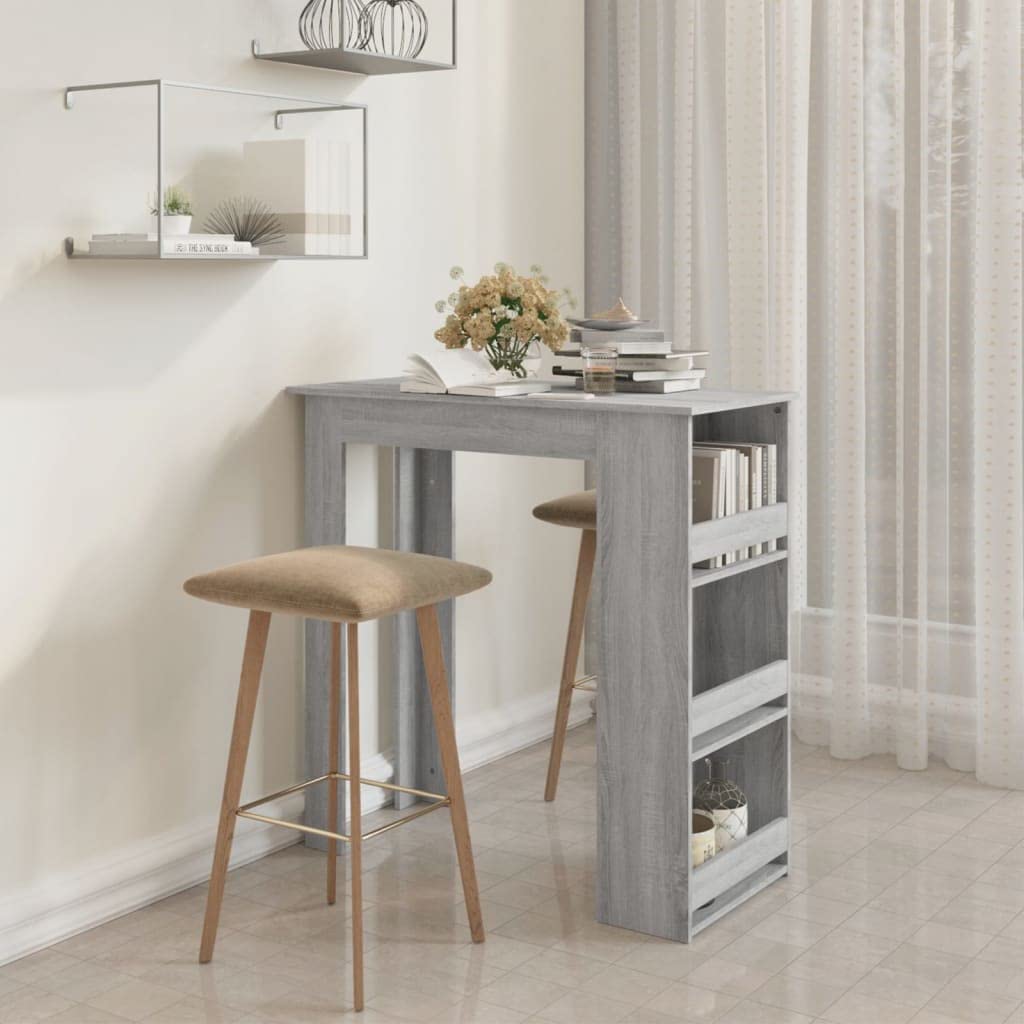 Modern Concrete Gray Bar Table with Storage Rack - 40.2