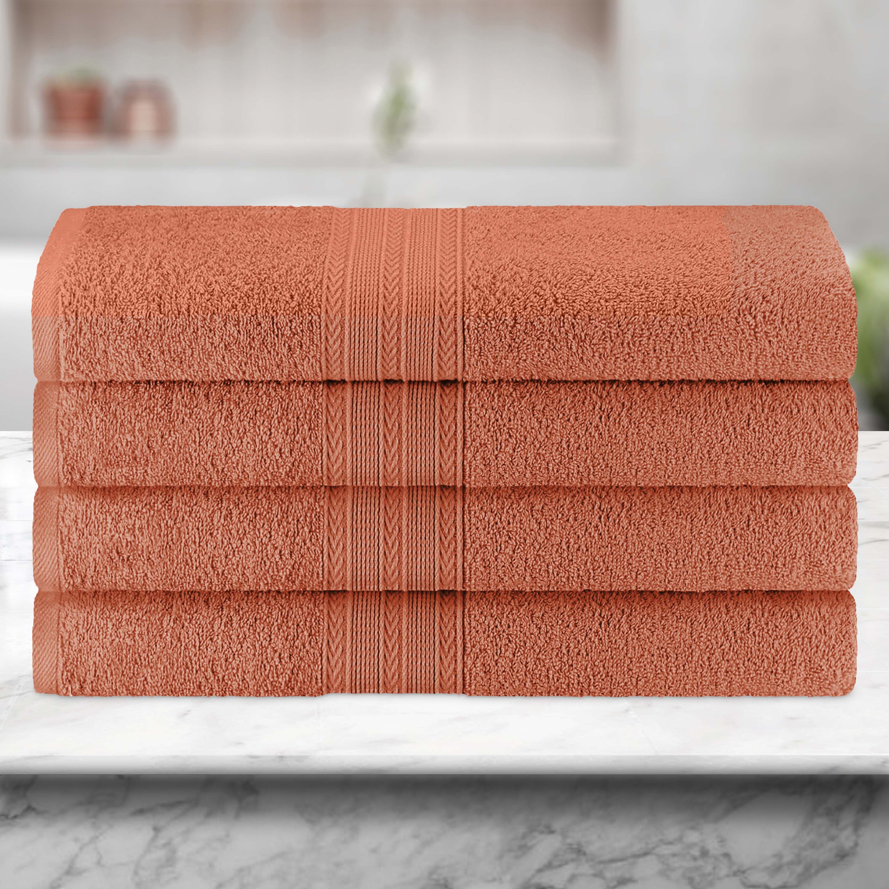 Premium 100% Cotton Eco-Friendly 4-Piece Bath Towel Set - Soft, Absorbent & Hypoallergenic - Perfect for Spa, Bathroom & Beach Use