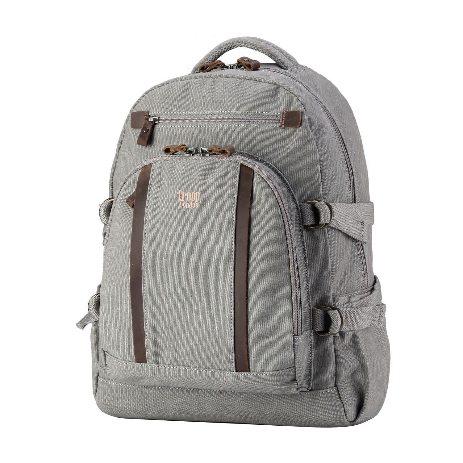 TRP0257 Troop London Classic Canvas Laptop Backpack - Large 15.6 Inch Waterproof Travel Backpack for Men & Women - Perfect for Work, School, College & Business Trips