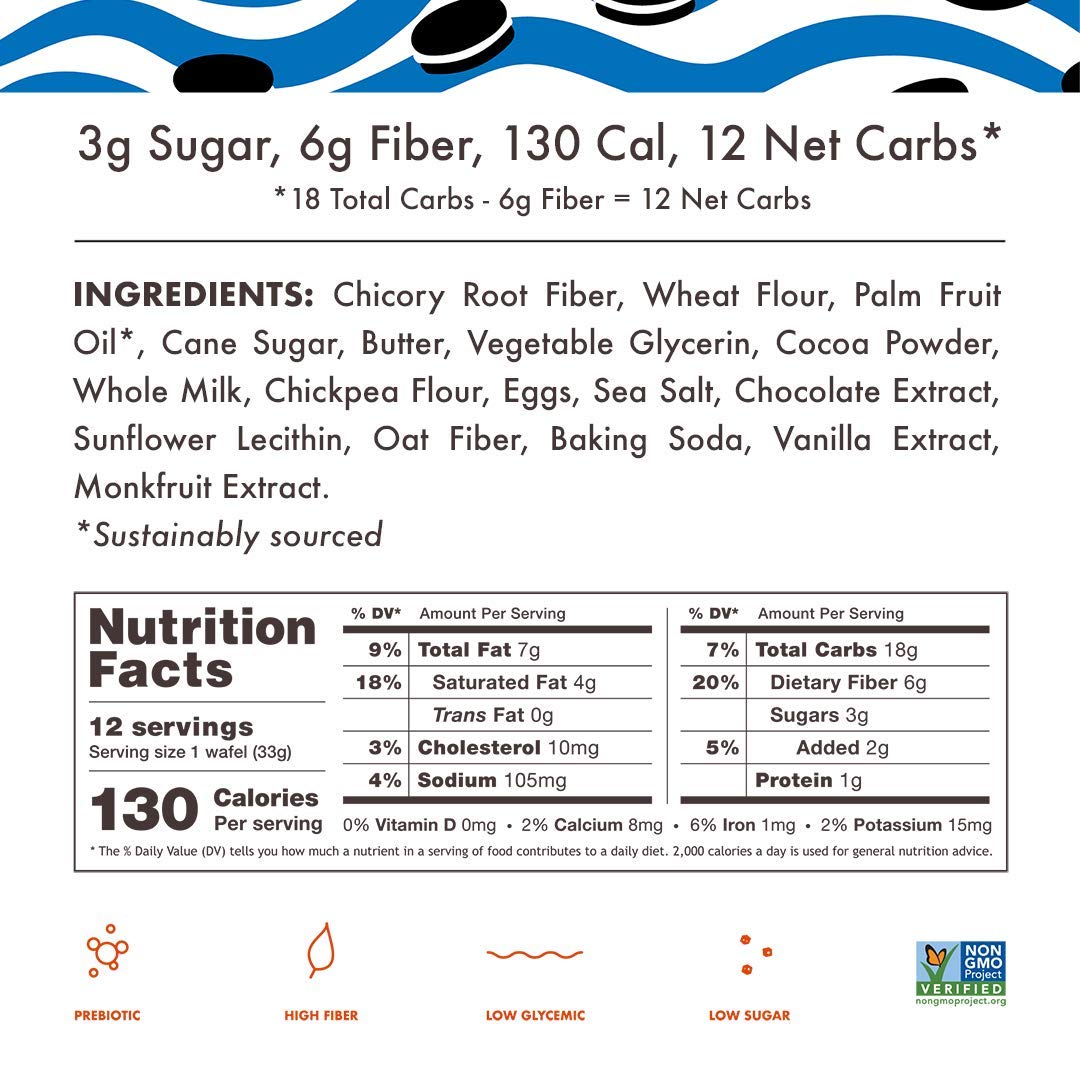 Rip Van Wafels Cookies & Cream Stroopwafels - Healthy Keto Friendly Snacks - Non GMO Low Sugar (3g) & Low Calorie Waffle Cookies - 48 Count Pack - Perfect for Office, Travel & On-the-Go Snacking
