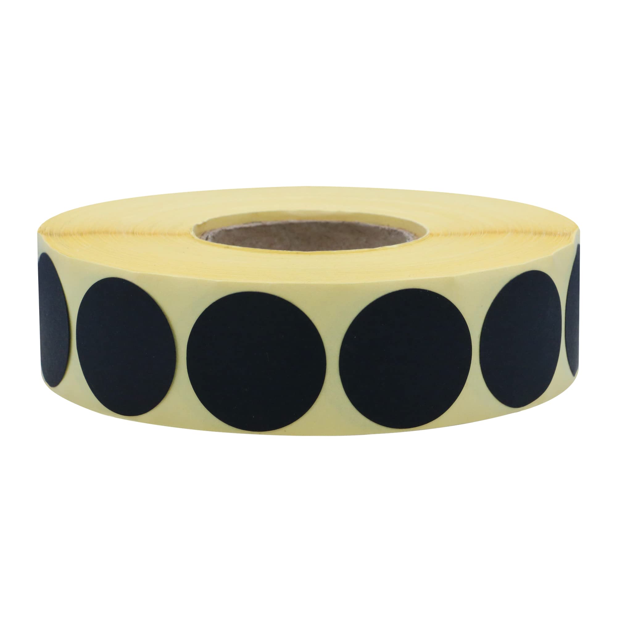 Hybsk 1 Inch Round Black Kraft Paper Labels - 1,000 Stickers per Roll | Eco-Friendly Blank Stickers for Shipping, Packaging & Crafting | Perfect for Small Business, DIY Projects & Product Labeling