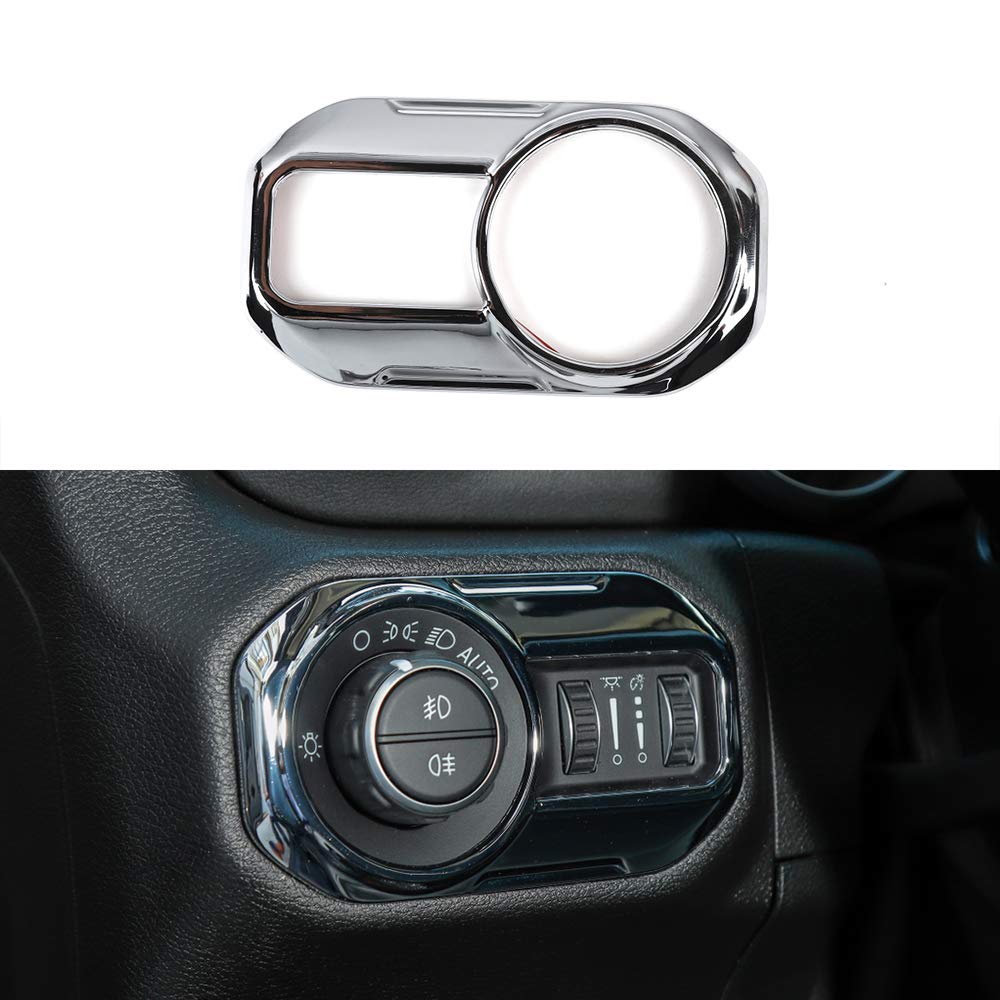 Chrome ABS Car Headlight Control Panel Sticker Frame Cover Trim for Jeep Wrangler JL & JT Gladiator 2018-2023 - Durable Exterior Decoration & Protection Upgrade for Off-Road Adventures