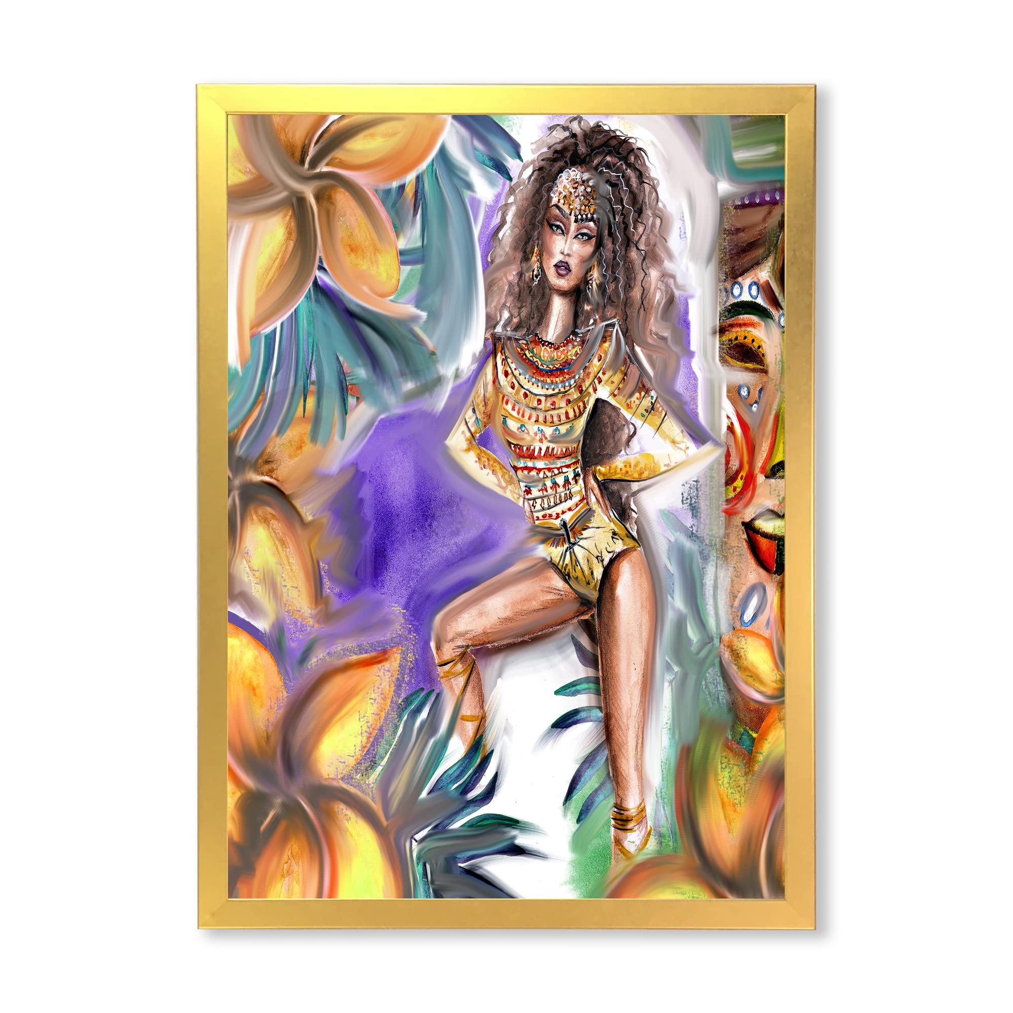 Amazon Warrior Traditional Framed Wall Art - Tropical Tribal Home Decor for Living Room, Bedroom & Office | Handmade Indigenous Artwork