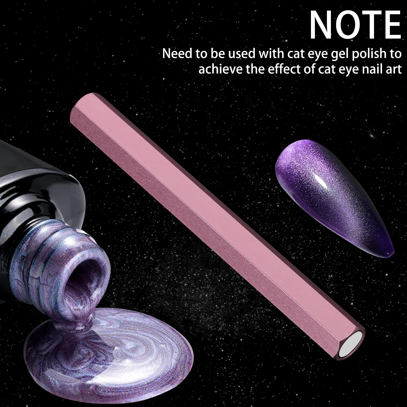 Professional Double-Ended Hexagon Cat Eye Nail Magnet Stick for Gel Polish - DIY, Salon & Home Use - Strong Magnetic Effect for Stunning Cat Eye Nails (Pink) | Perfect for Nail Art, Manicures & Professional Nail Salons