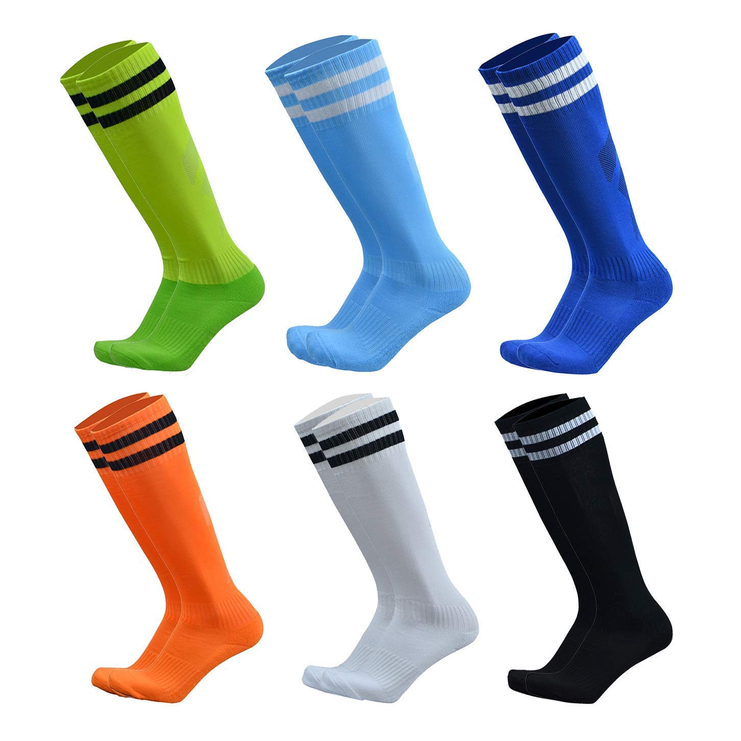 VWU 6-Pack Breathable Cycling Socks & 6-Pack Cushioned Soccer Socks for Men & Women - Perfect for Biking, Running & Sports Activities