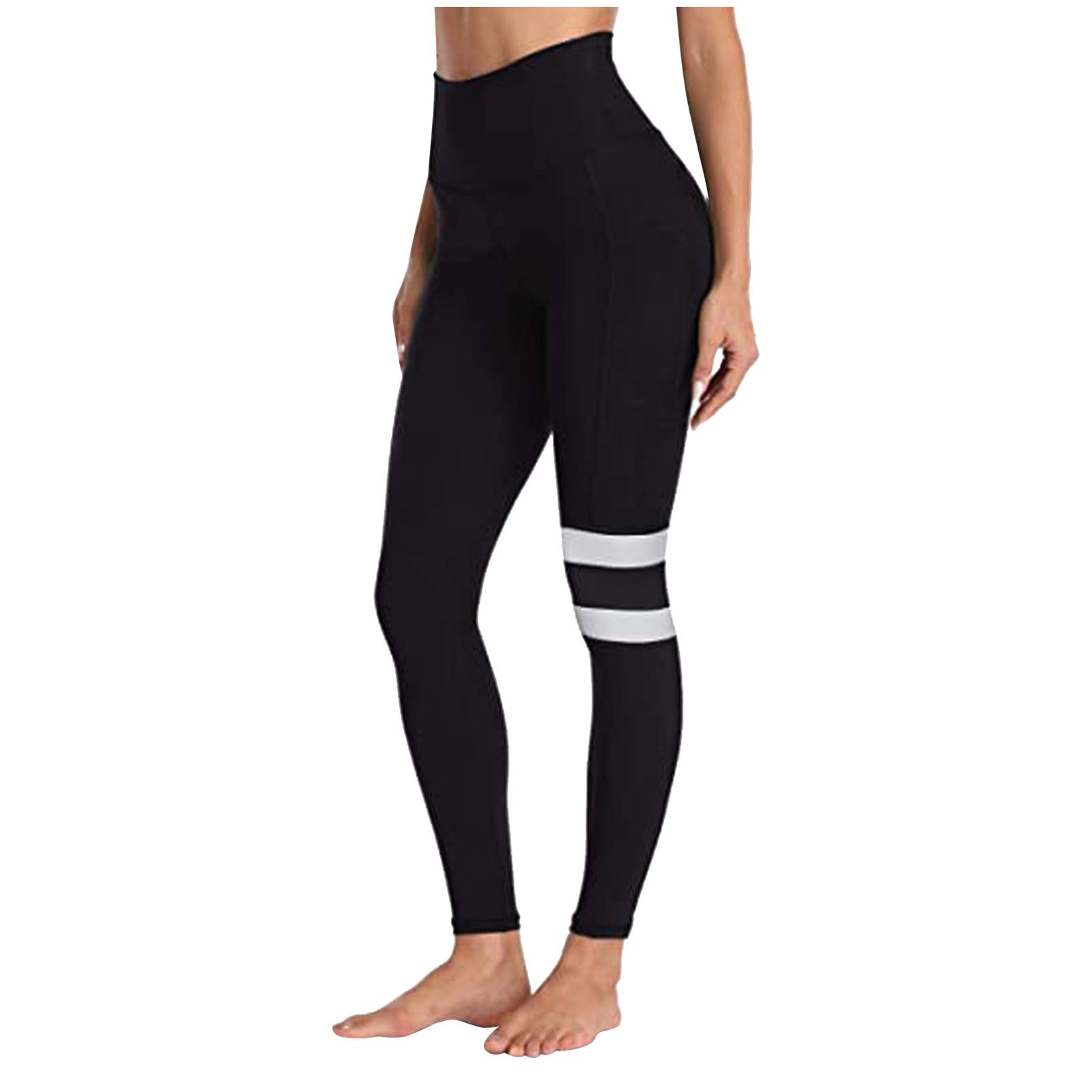 GXLONG Women's High Waist Yoga Pants with Tummy Control - Striped Booty Lifting Leggings for Running, Workout & Gym - Quick Dry Slimming Workout Tights - Perfect for Yoga, Fitness & Casual Wear