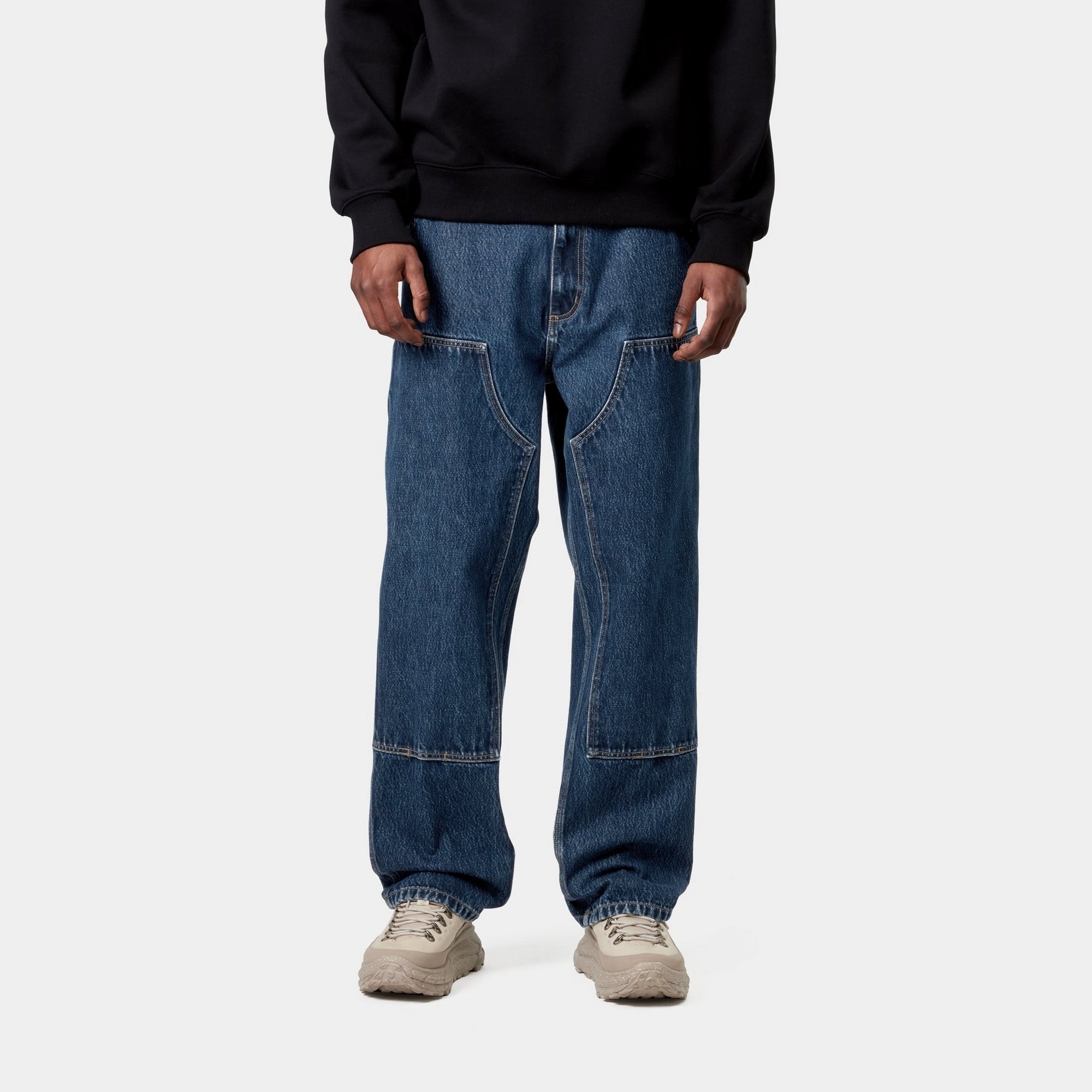 Double Knee Work Pants - Durable Denim Jeans for Men | Stone Washed Blue | Perfect for Construction, Carpentry & Outdoor Work