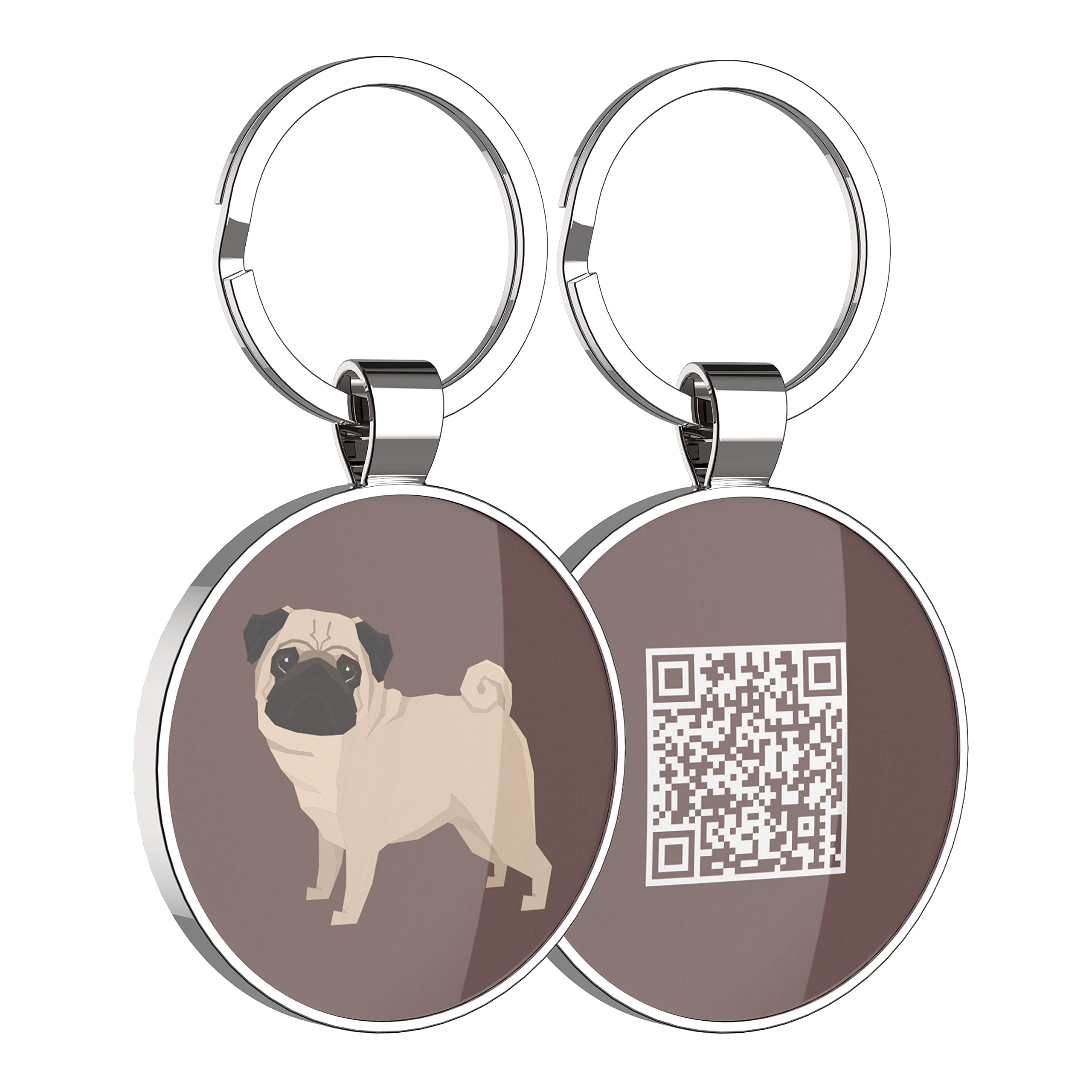 Personalized QR Code Dog Tags - Custom Pet ID Tags with Online Profile to Prevent Lost Dogs | Perfect Gift for Pug Lovers & Pet Safety