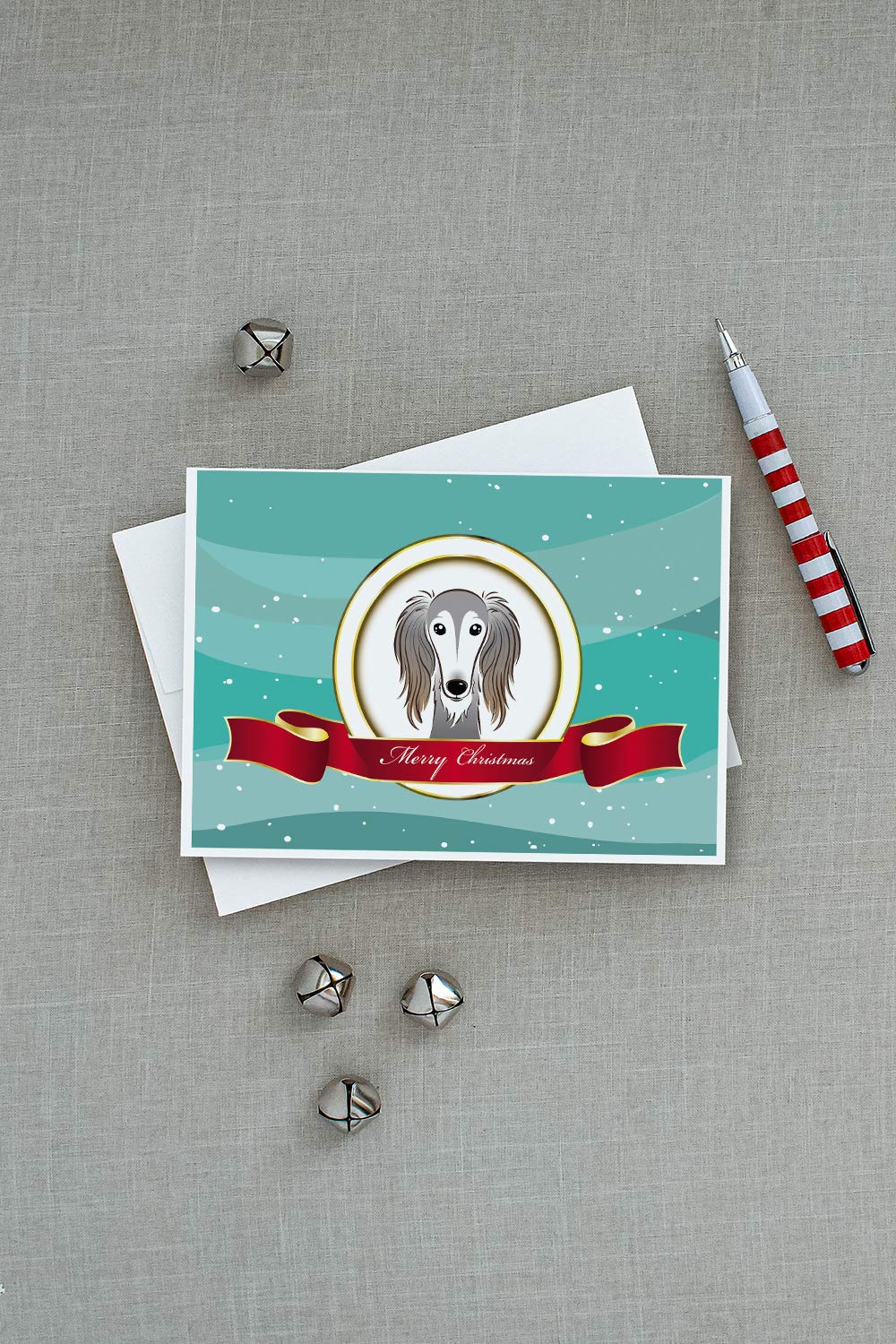 Saluki Merry Christmas Greeting Cards - Pack of 8 Blank A7 (5x7) Note Cards with Envelopes | Whimsical Holiday Stationery for Christmas Wishes, Party Invitations & Festive Correspondence