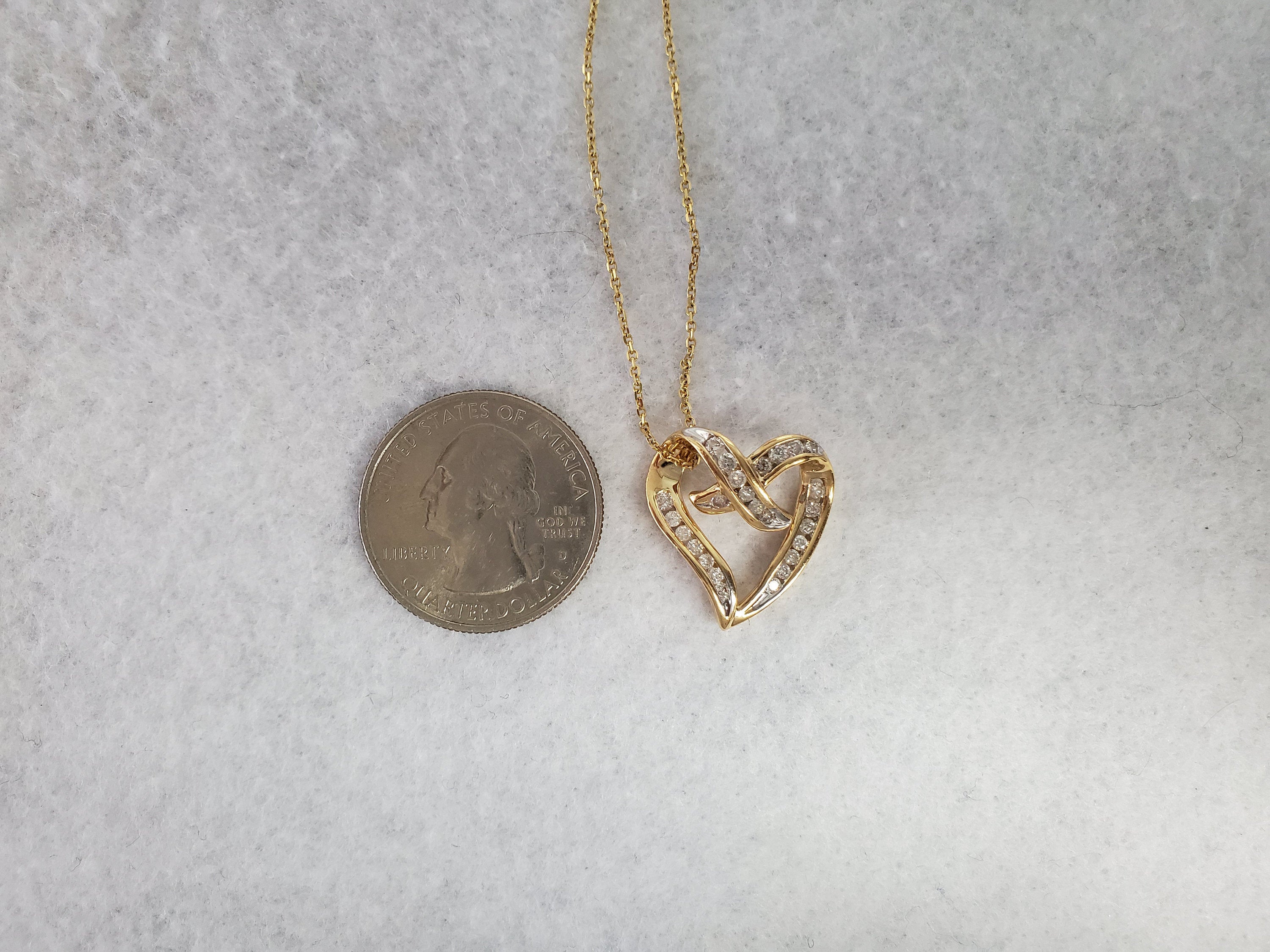 0.50cttw Diamond Floating Heart Pendant in 14k Yellow Gold - Elegant Valentine's Gift for Her, Anniversary Jewelry & Romantic Occasions