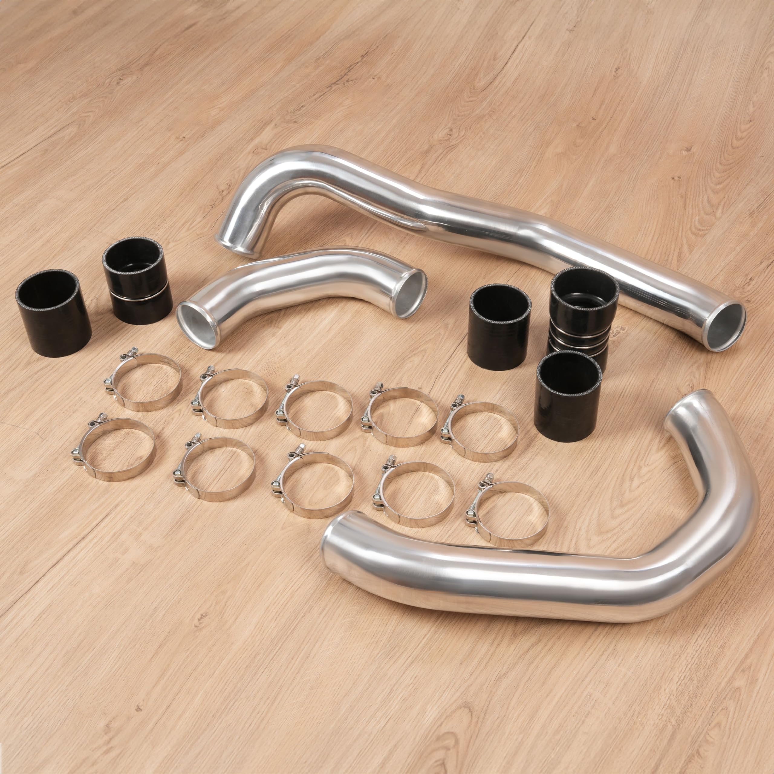 KUAFU Aluminum Intercooler Pipe Kit for 2008-2010 Ford F-250/F-350 6.4L Powerstroke Diesel - Hot & Cold Side Upgrade - Improves Turbo Performance & Engine Cooling for Heavy Duty Trucks