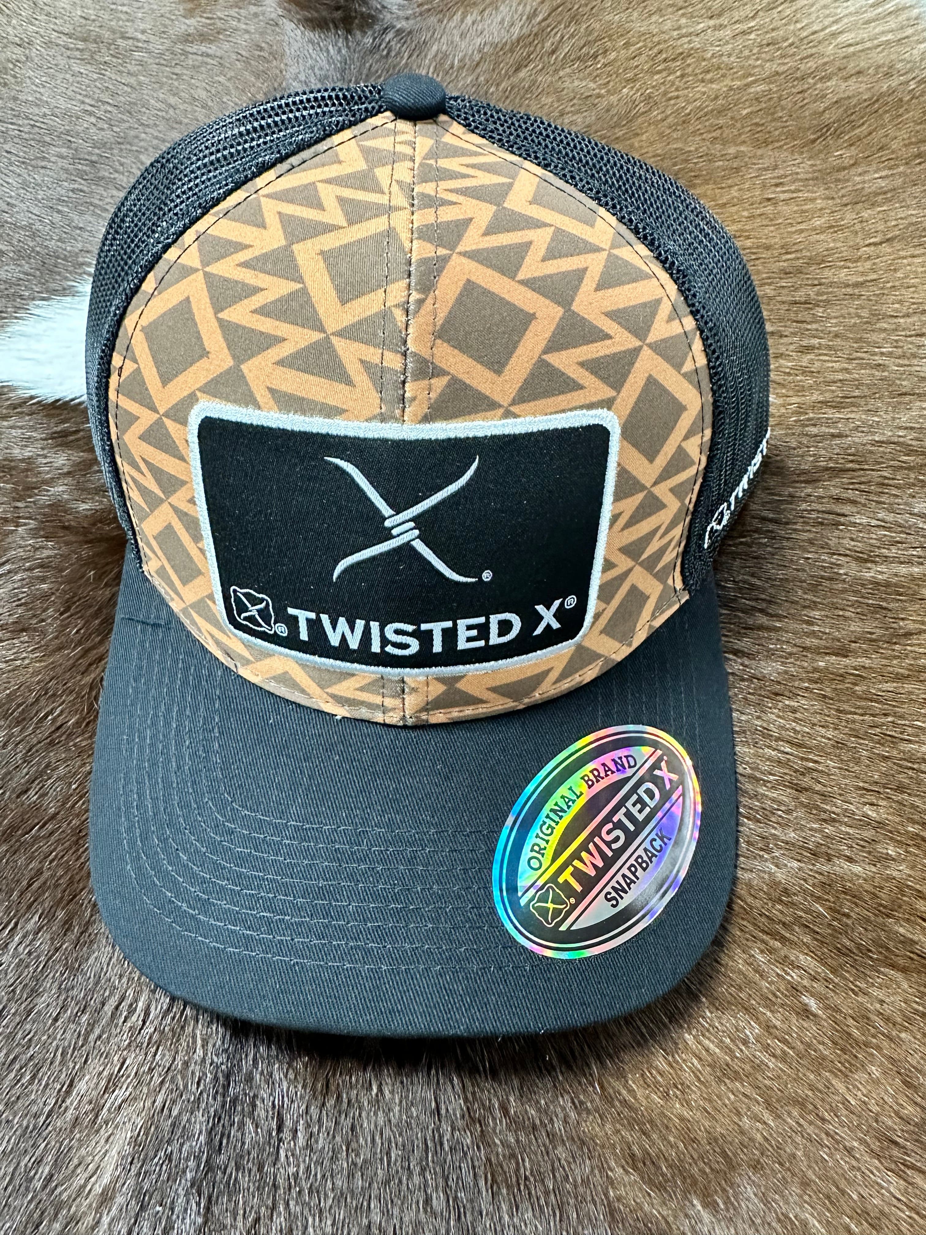 Twisted X Black & Orange Aztec Print Men's Baseball Cap - Stylish & Comfortable Hat for Outdoor Activities, Hiking, and Casual Wear