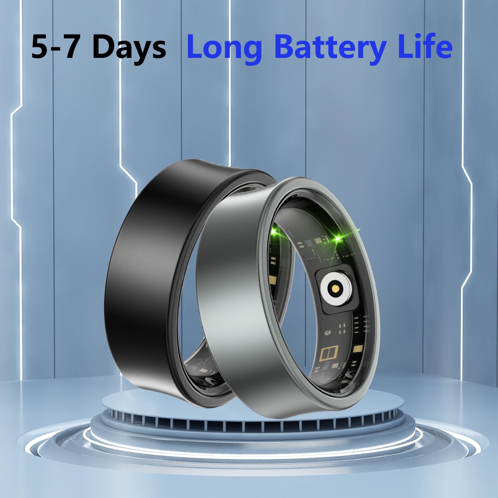 Ultra-Thin Smart Rings for Men & Women - Health & Fitness Tracker with Blood Oxygen, Heart Rate & Sleep Monitor | Waterproof Wearable Ring with Long Battery Life (Silver Gray, Size 10) | Perfect for Workouts, Sleep Tracking & Daily Activity Monitoring