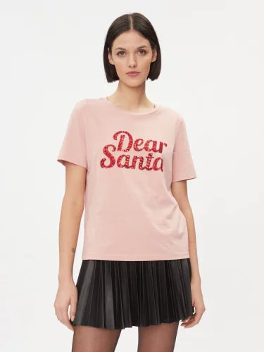 Dear Santa Christmas T-Shirt for Women - Soft Misty Rose Cotton Tee - Holiday Party & Family Gathering Outfit