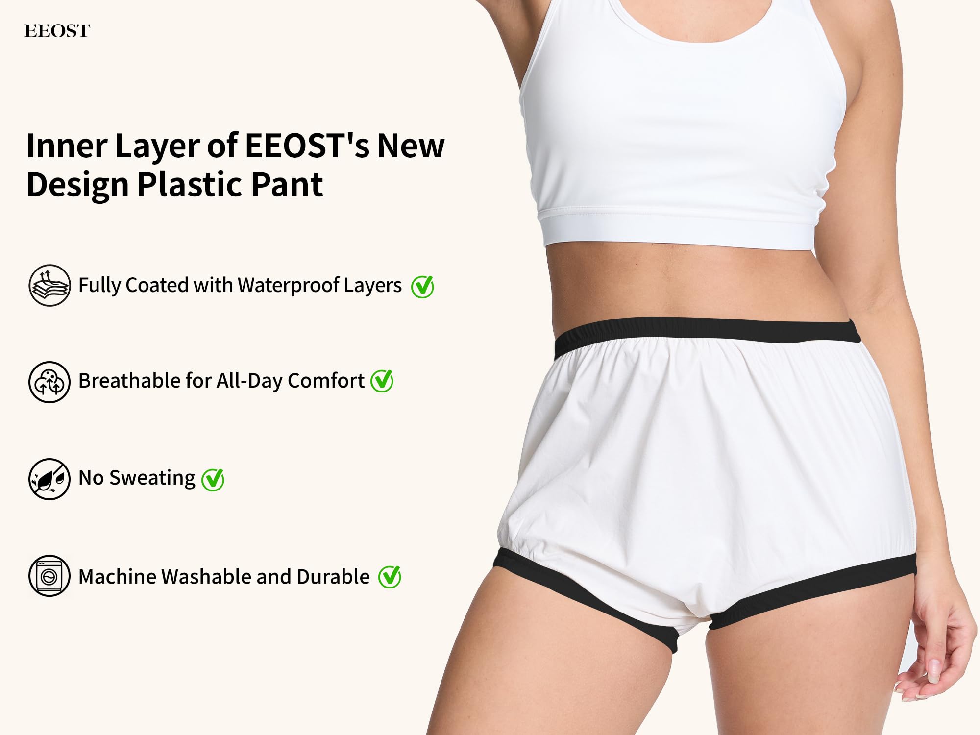**Waterproof Plastic Pants for Women - Adult Incontinence Underwear, Leakproof Diaper Cover Alternative (Black, Medium) - Ideal for Overnight Protection & Active Lifestyles**