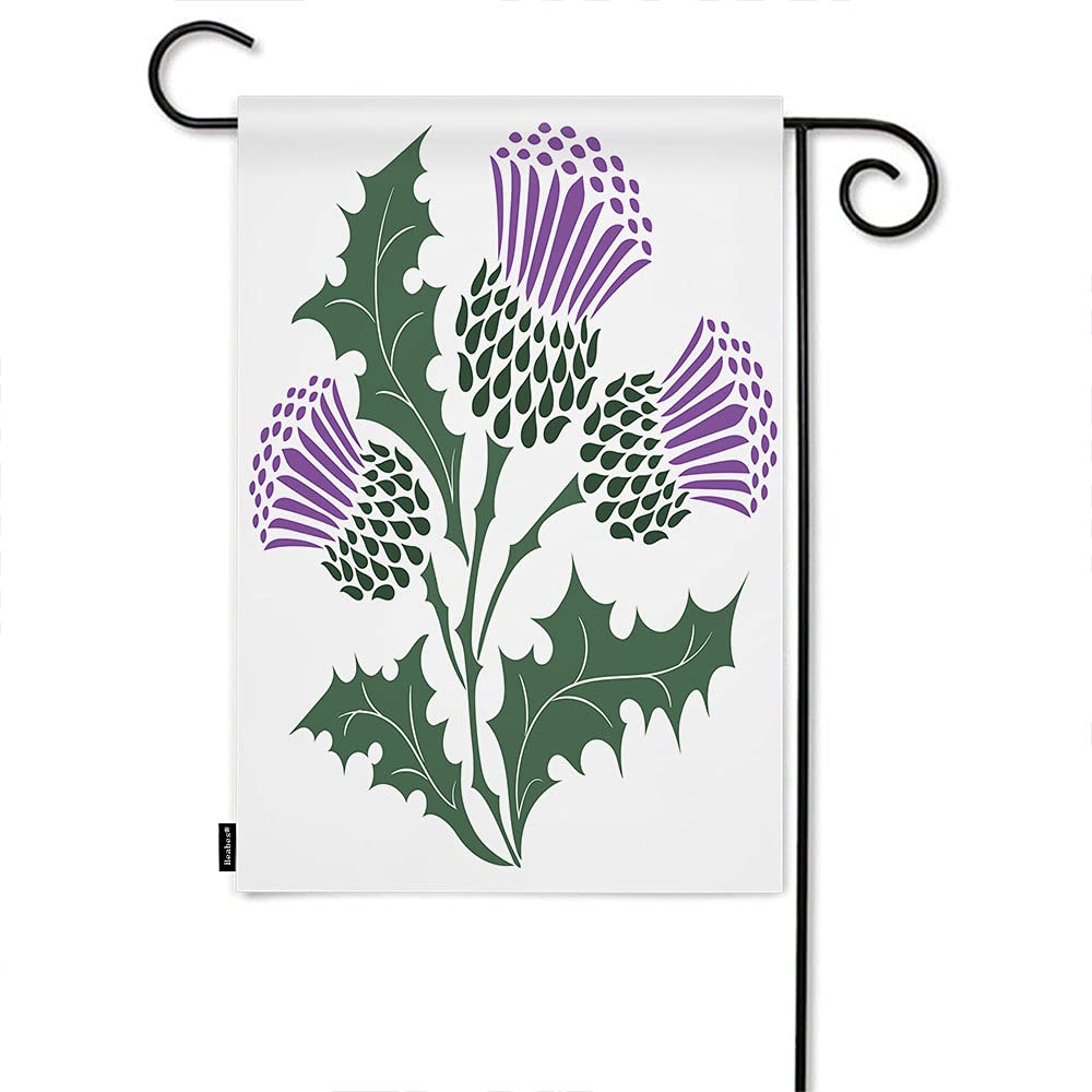 Scottish Thistle Garden Flag - Double Sided 12x18 Inch Outdoor Yard Banner with Highland Herb Flower & Green Leaf Design - Perfect for Patio, Lawn, Villa, Park & Porch Decor | Natural Welcome Flag for Celtic & Scottish Theme Gardens