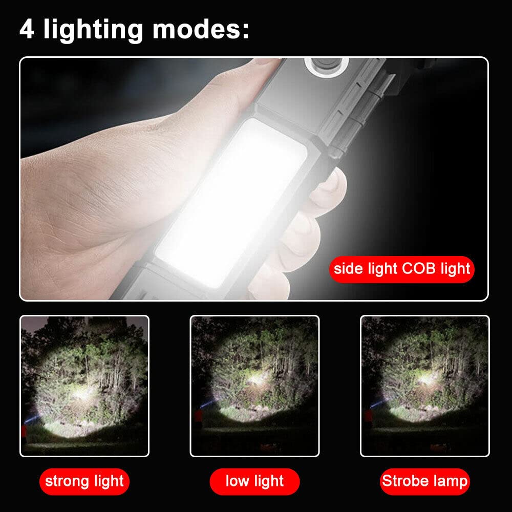 XML Torch Rechargeable LED Flashlight - USB Battery Charger, Power Bank, Car Emergency Glass Hammer & Seat Belt Cutter - Camping, Hiking, Travel, Survival Kit Smart Gadget Tools (Multi-Color)