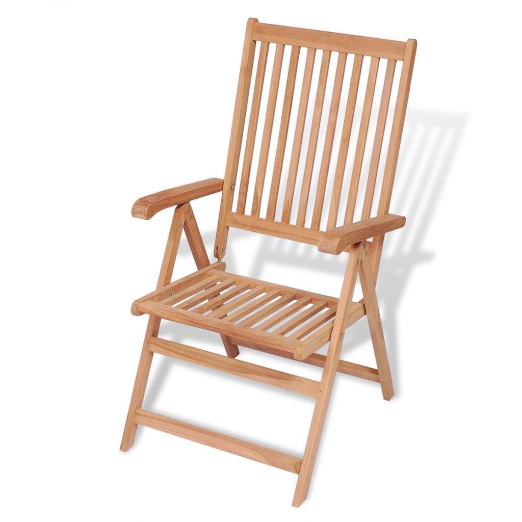Premium FAMIROSA Reclining Garden Chairs Set of 2 - Solid Teak Wood Outdoor Patio Lounge Chairs for Backyard, Poolside & Beach Relaxation