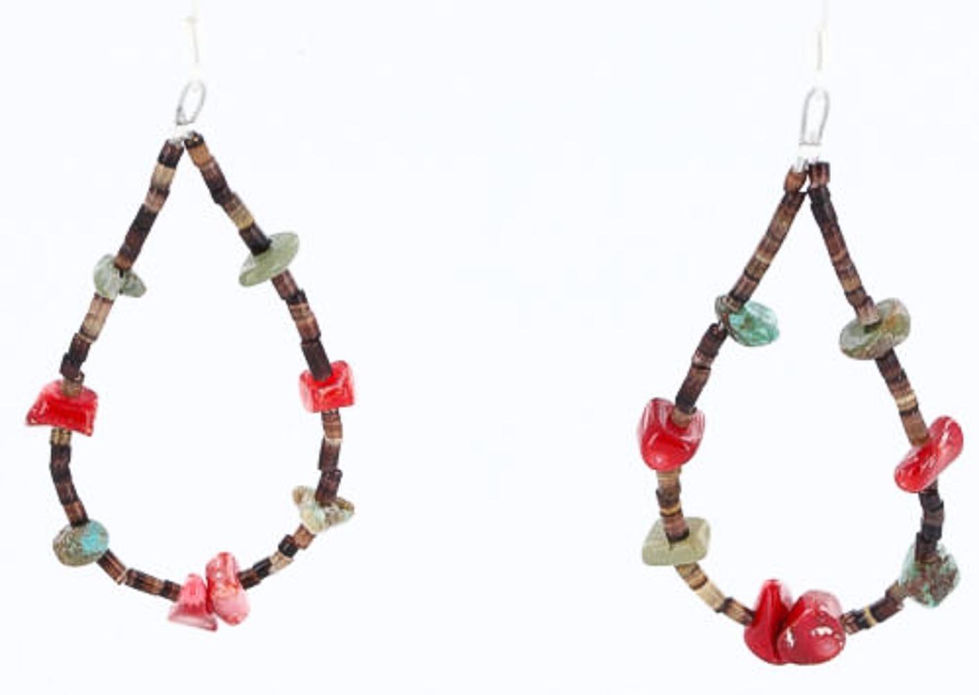 Certified Authentic Navajo .925 Sterling Silver Earrings with Natural Turquoise & Coral - Native American Handmade Jewelry for Women, Perfect for Festivals, Weddings & Boho Fashion