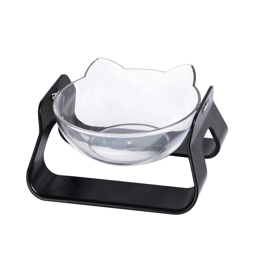 Slanted Cat Bowl for Neck Support - Adjustable Transparent Pet Feeder for Dogs & Cats - Perfect for Elevated Feeding & Reducing Neck Strain