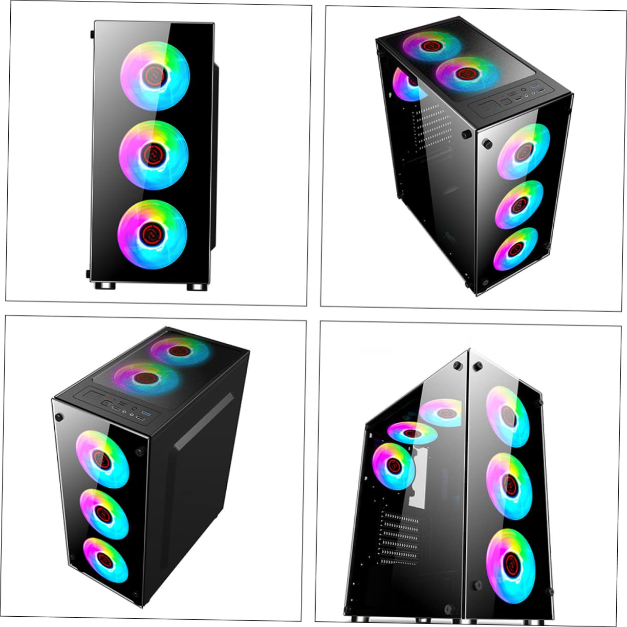 Double Sided Computer Case - Mobestech Tempered Glass PC Chassis for Home & Office Desktop Refit | Compact Design for Gaming & Workstation Setups