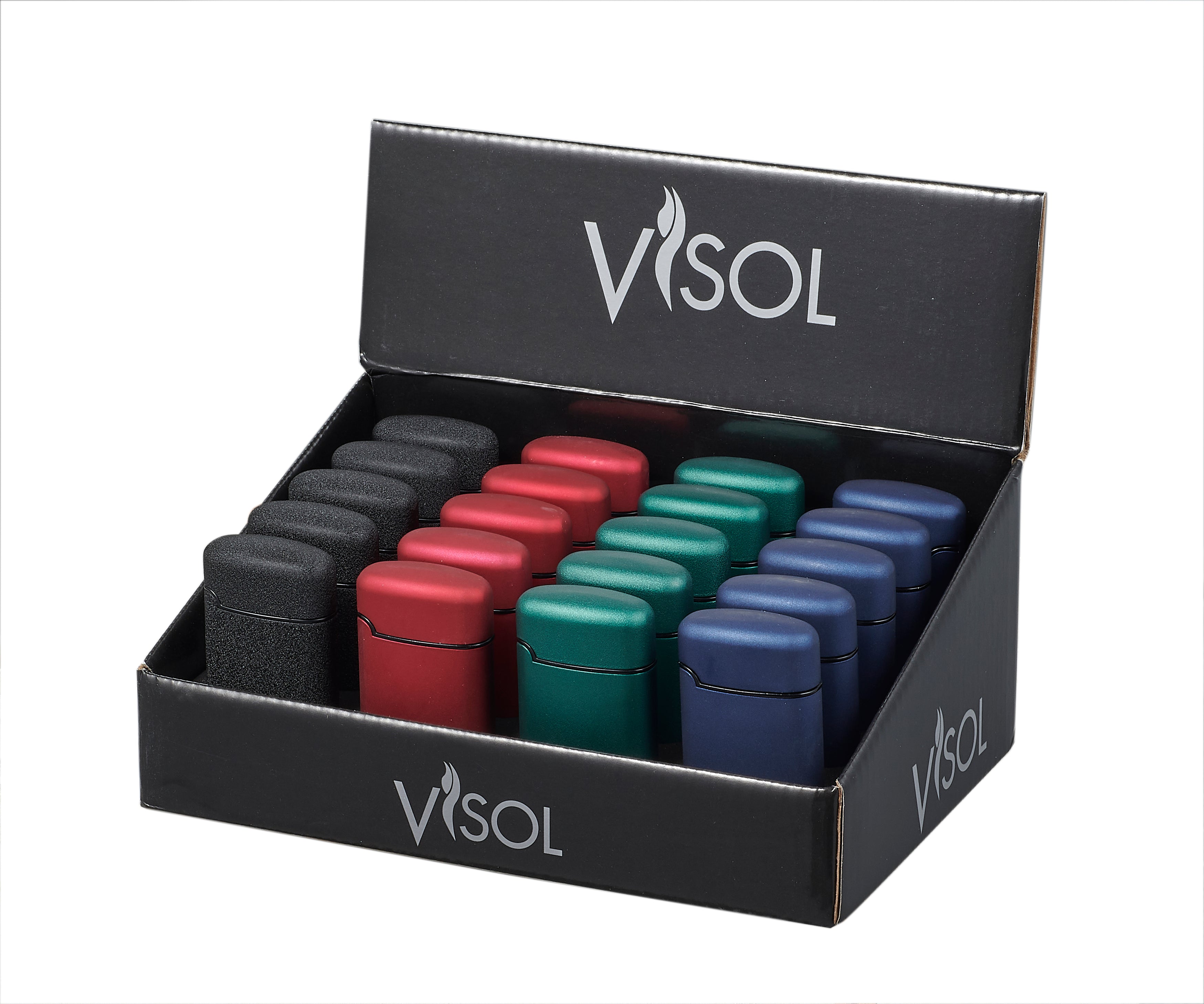 Visol Koala Color Retail Prepack 20 Cigar Lighters - Windproof Refillable Butane Lighters for Cigars, Cigarettes & Outdoor Use (Camping, BBQ, Hiking)