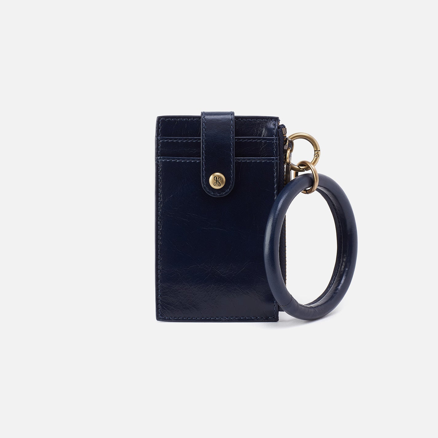 Polished Leather Ring Credit Card Wristlet in Nightshade - Stylish RFID-Blocking Wallet for Women, Perfect for Shopping, Travel & Night Out