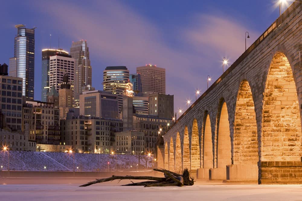 Minneapolis Minnesota Stone Arch Bridge Photography - 24x36 Signed Art Print, Wall Decor Poster for Home & Office - Perfect for Living Room, Bedroom, or Office Wall Art