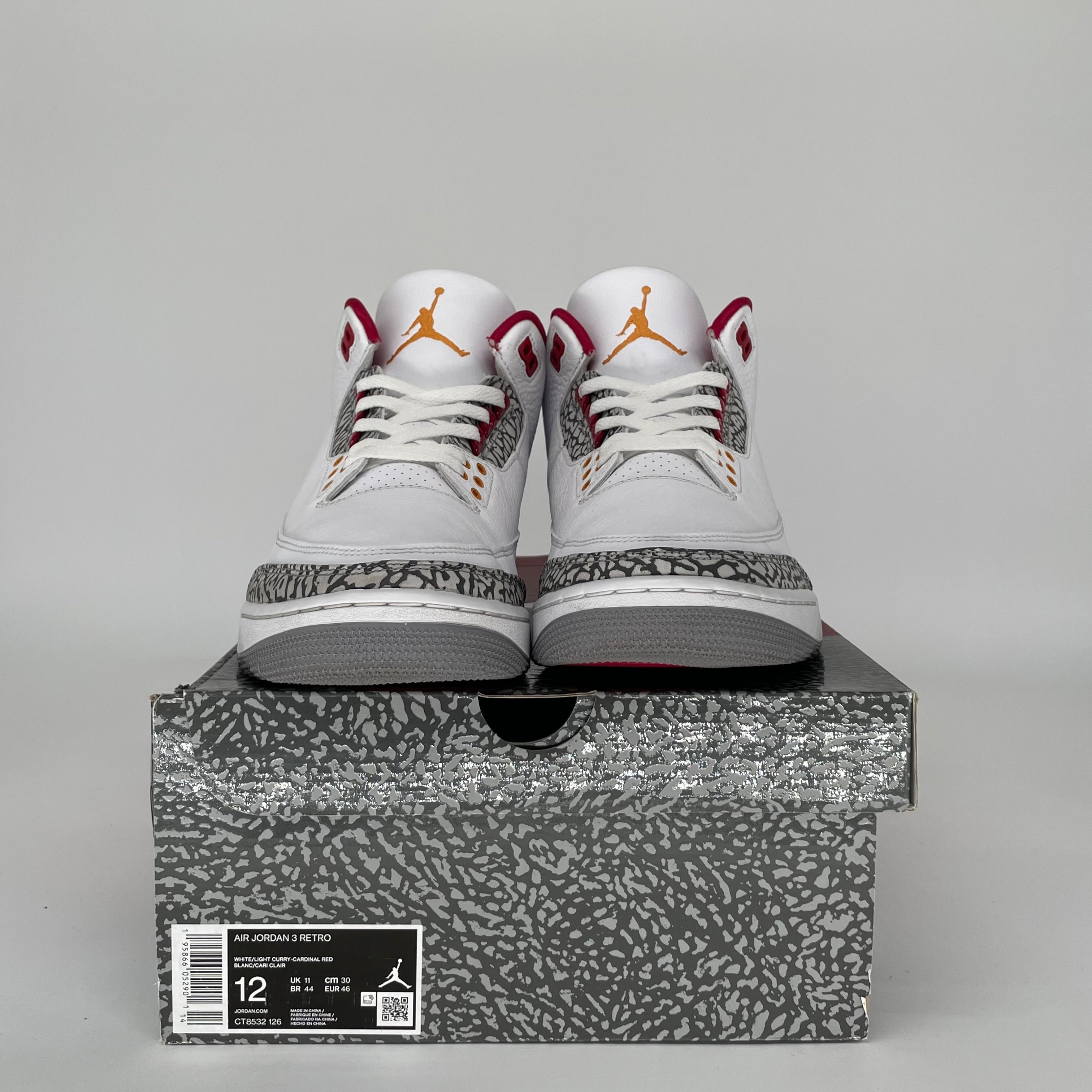 AIR JORDAN 3 CARDINAL Retro Basketball Shoes Men's Size 12 (CT8532-126) - Perfect for Streetwear & Casual Outfits