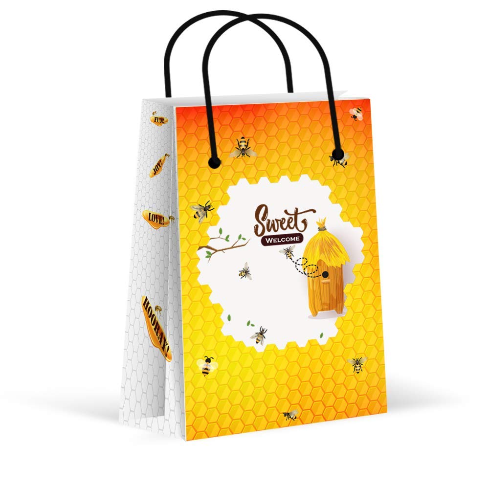 Premium Honey Bee Party Favor Bags - 12 Pack Bumblebee Baby Shower Treat Bags & Gift Bags for Birthday Parties, Gender Reveals, Bridal Showers - Cute Bee-Themed Party Supplies & Decorations
