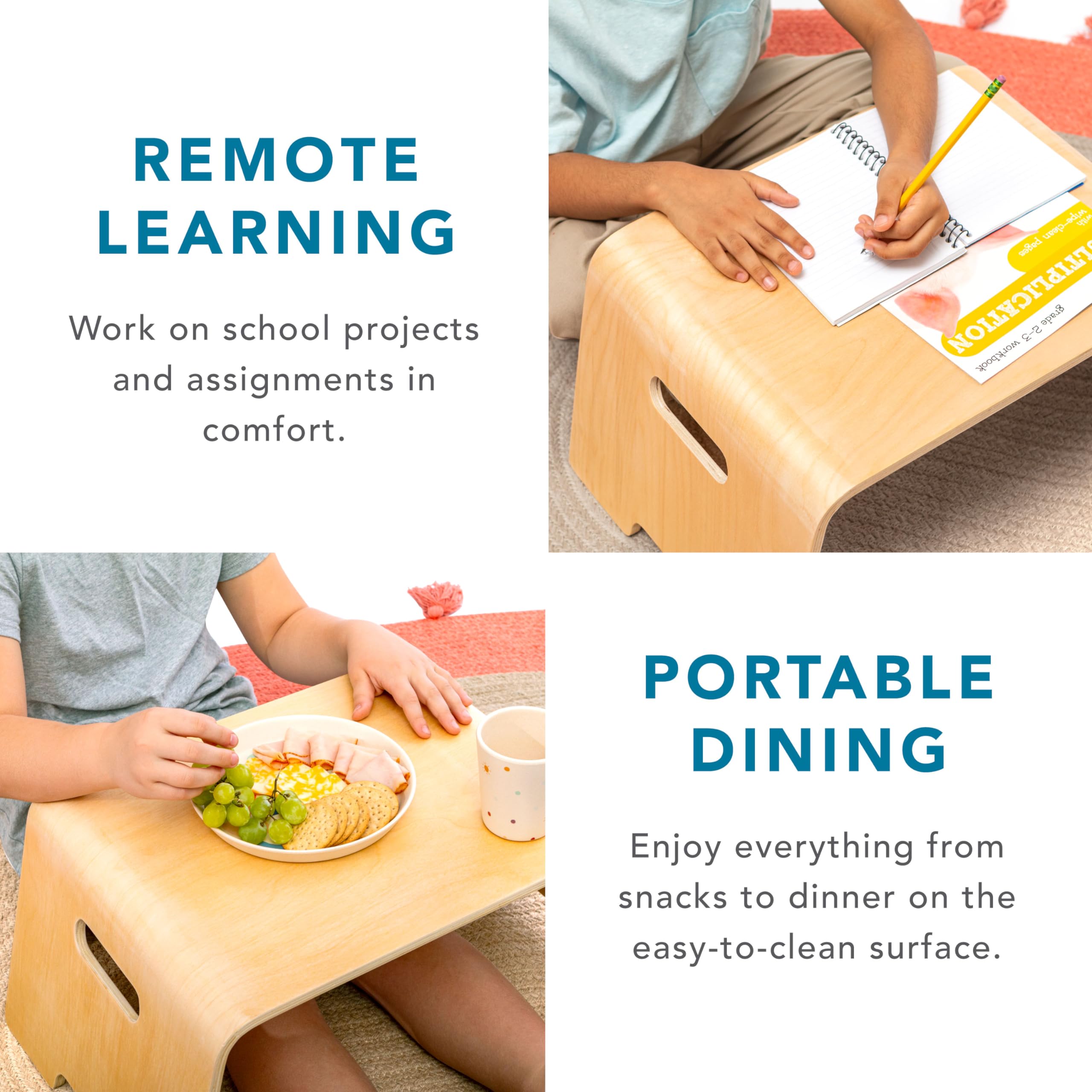 LAPGEAR Bentwood Floor Lap Desk for Kids - Portable & Durable Children's Learning Desk for Homework, Crafts, Play - Natural Birch Wood Activity Table (Style 21007) - Perfect for Homeschooling, Bedroom Study & Creative Playtime