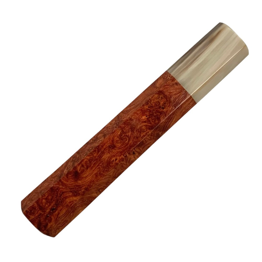 Premium Amboyna Burl & Horn Ferrule Handle for 150mm-210mm Knife Blades - Perfect for Kitchen Chefs & Outdoor Camping