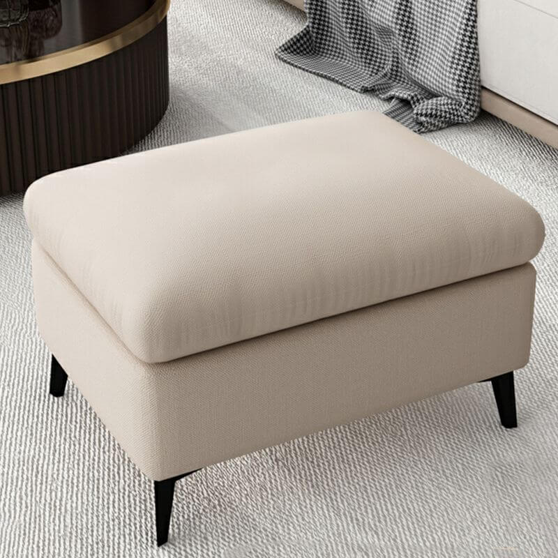 Modern Cotton Blend Rectangle Ottoman with Wood Frame - Space-Saving Footrest & Storage Bench for Small Living Rooms, Bedrooms, and Apartments