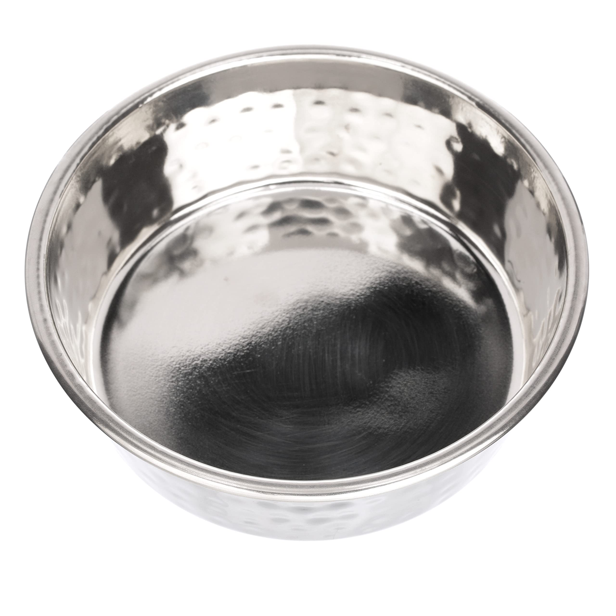 Premium Hammered Stainless Steel Pet Bowls for Dogs & Cats - Luxury Decorative Designer Dishes - Small Size for Home, Travel & Outdoor Use