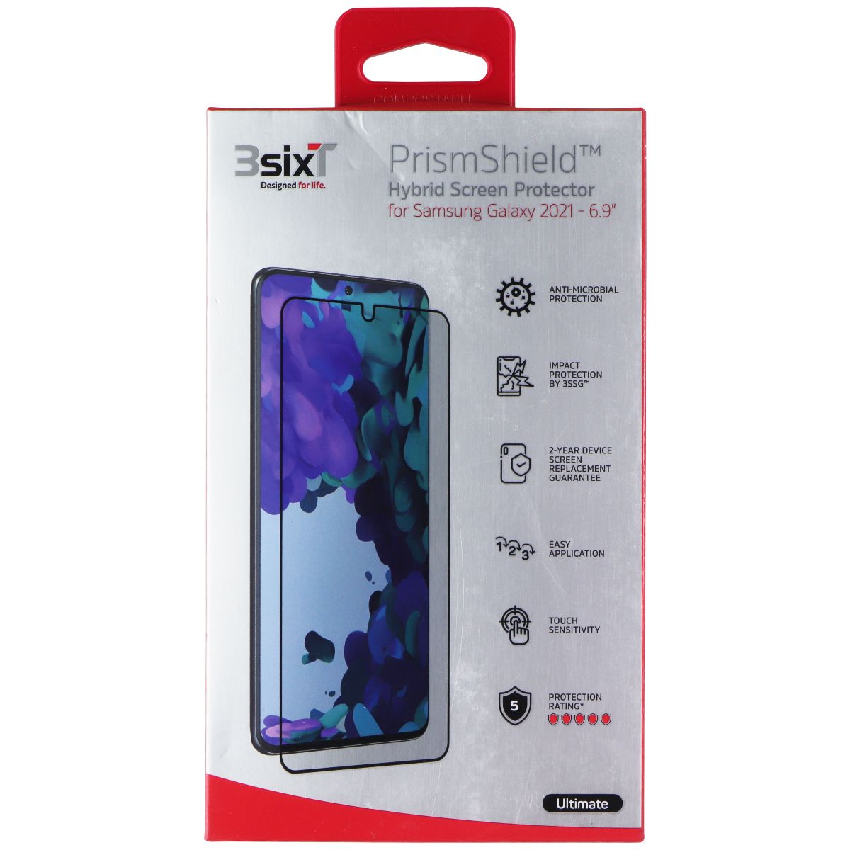 3sixT PrismShield Tempered Glass Screen Protector for Samsung Galaxy S20 Ultra - HD Clear, Anti-Scratch, Bubble-Free Installation - Perfect for Work, Travel & Everyday Protection