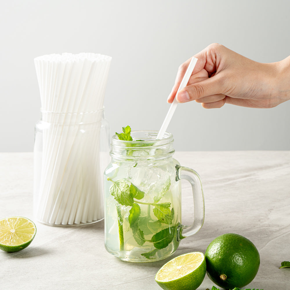 Eco-Friendly Compostable PLA/PBAT Plastic Straws - 8 1/4 Inch, 100 Count Box - Biodegradable Drinking Straws for Parties, Restaurants & Home Use