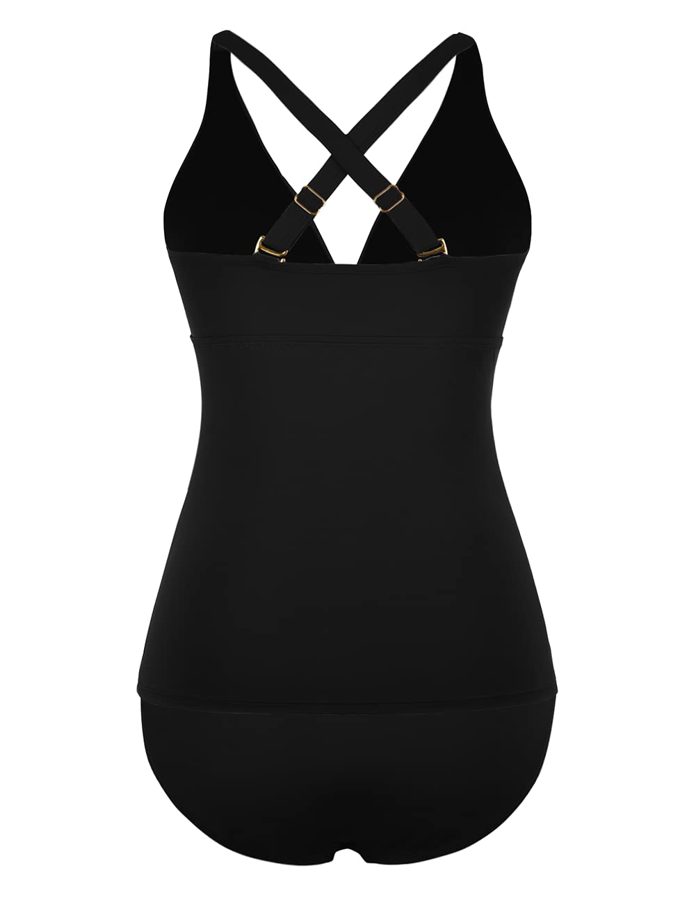 Hilor Women's Tankini Swimsuit - Front Twist V Neck Swim Top with Tummy Control, Shirred Two Piece Bathing Suit for Women | Perfect for Beach Vacations, Pool Parties & Summer Getaways