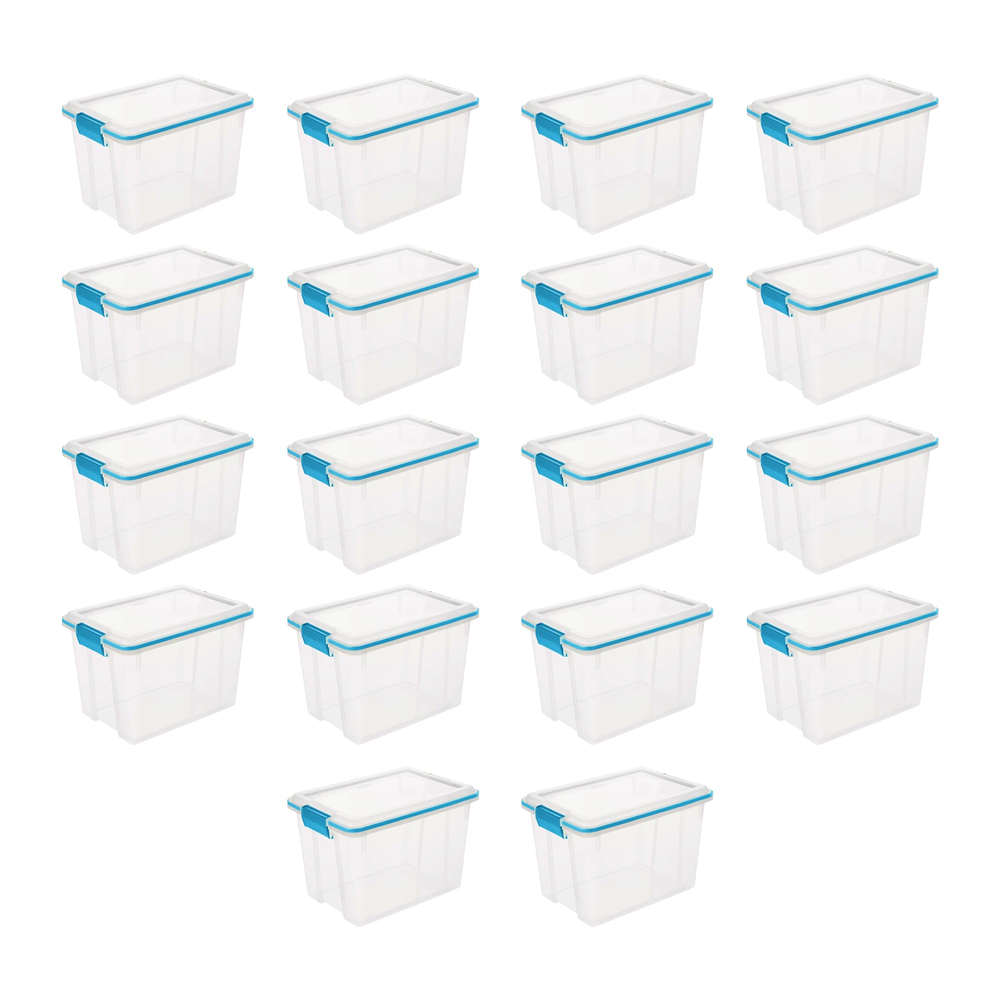 Sterilite 18-Pack 20 Quart Clear Weatherproof Storage Bins with Secure Latching Lids - Perfect for Home Organization, Garage Storage, and Outdoor Gear Protection