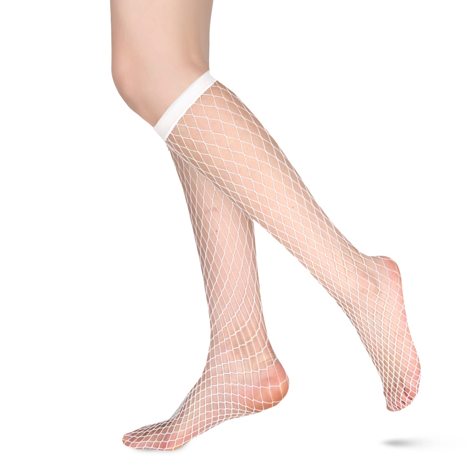 Benefeet Women's Sheer Knee High Socks - Black & White Lace Stockings for Lolita Fashion