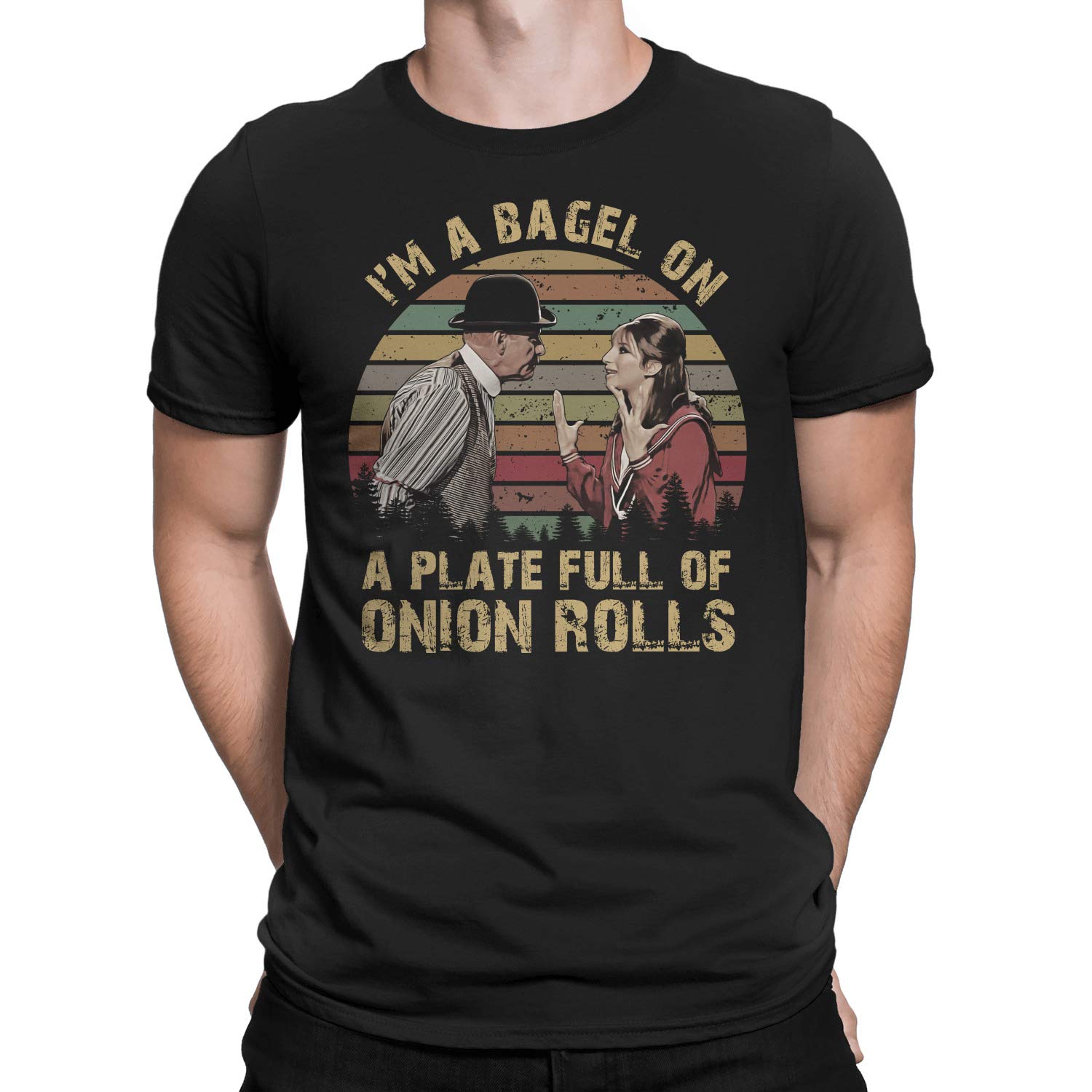 Vintage I'm A Bagel On A Plate Full of Onion Rolls Funny Food T-Shirt - Perfect for Breakfast Lovers & Humor Apparel Gifts