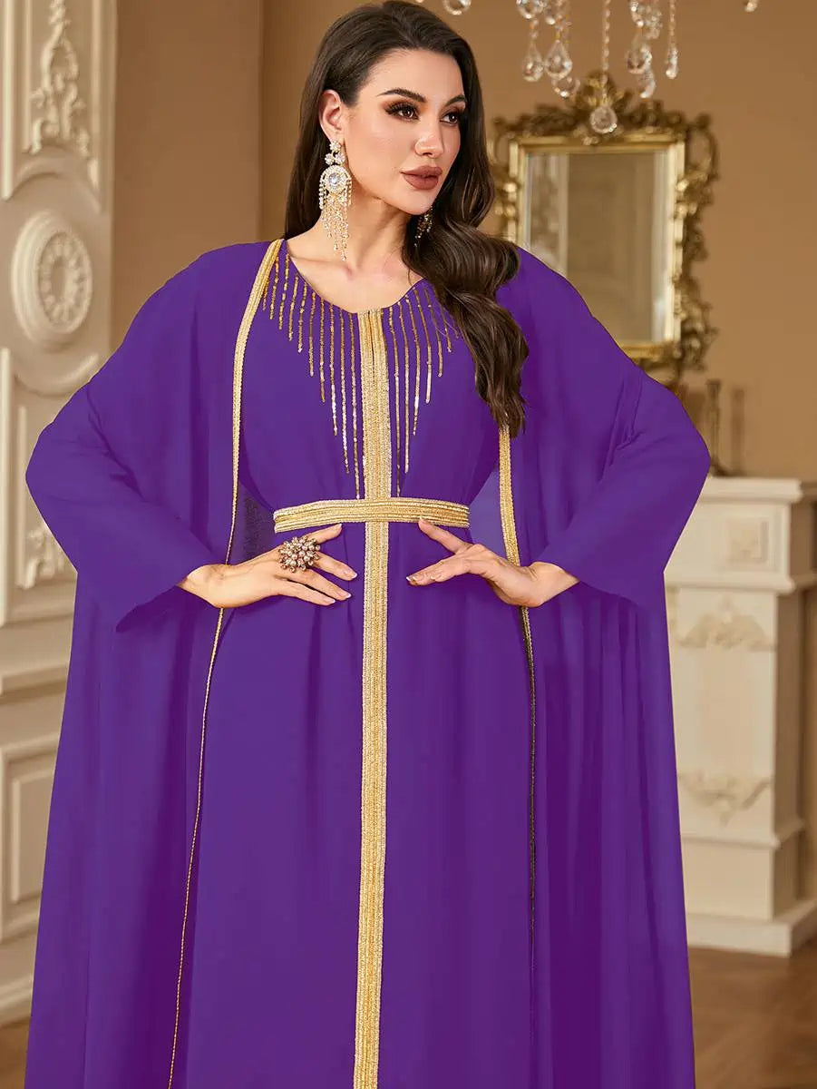 2-Piece Chiffon Caftan Dress Set for Women - Elegant Kaftan Outfit for Weddings, Parties & Special Occasions | Flowy Beach Coverup & Summer Evening Wear