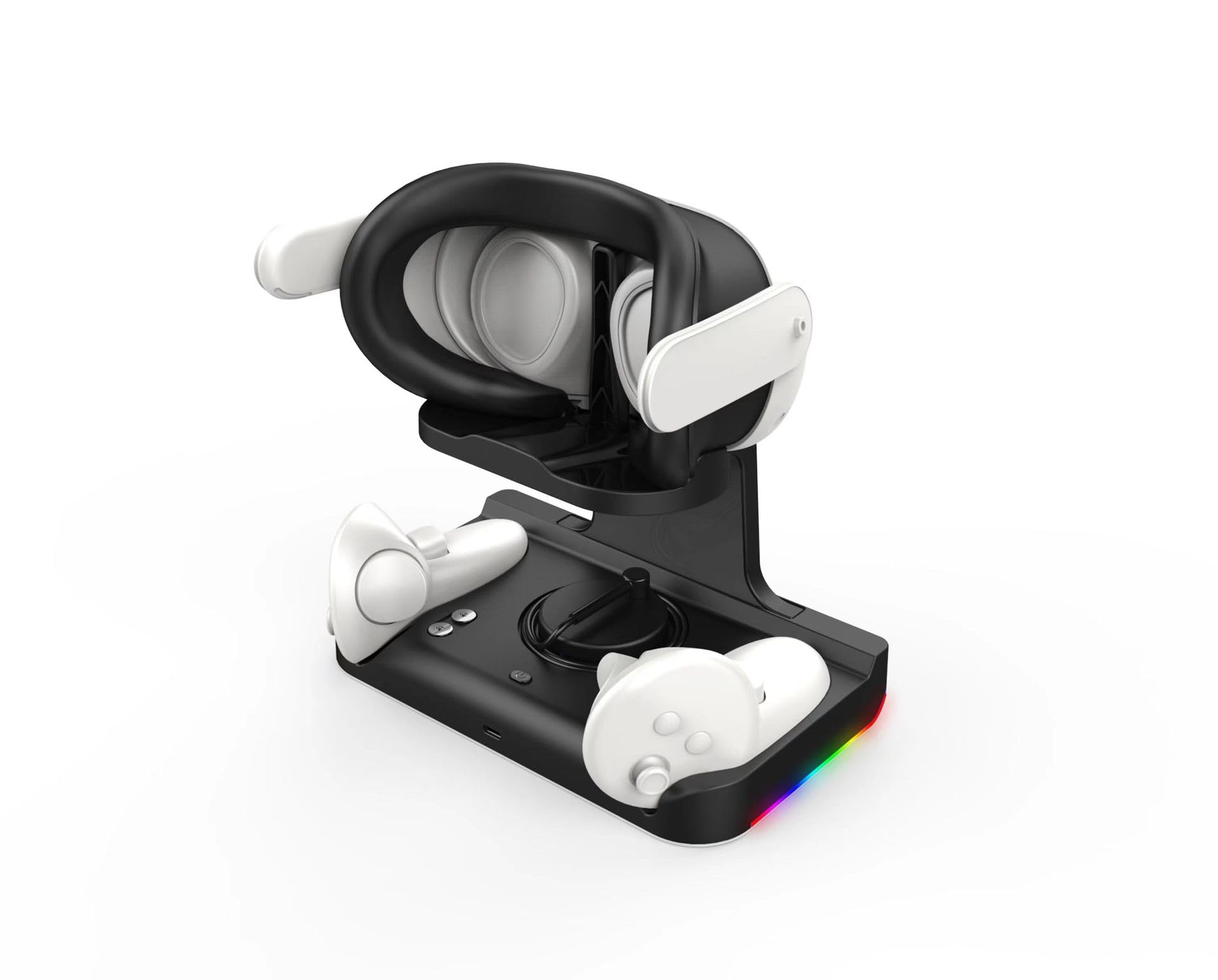 JOYSOG Quest 3 Charging Station for Oculus Quest 3 VR Headset & Controller Stand with RGB Light - Black | VR Gaming Accessories for Immersive Play & Organized Storage