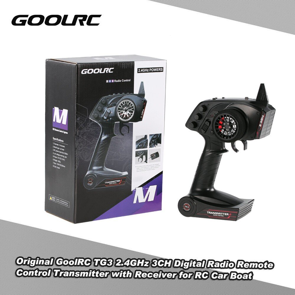 2.4GHz 3-Channel AFHS Radio Remote Control Transmitter with Receiver for RC Cars, Boats, Drones - Perfect for Hobbyists & Racing Enthusiasts