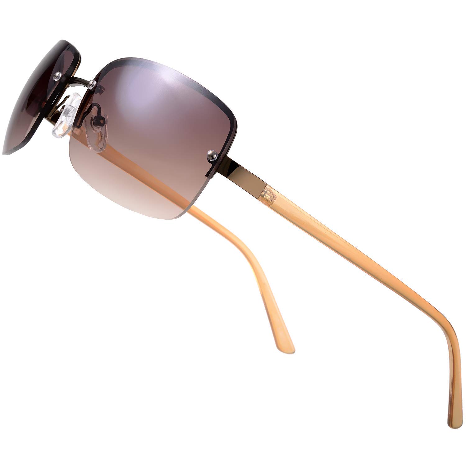 Stylish Minimalist Semi-Rimless Rectangular Sunglasses for Men & Women - UV Protection Fashion Eyewear - Perfect for Driving, Beach & Outdoor Activities