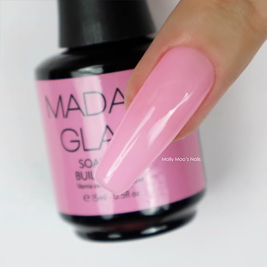 Madam Glam Hema-Free Soak-Off Builder Gel - Baby Pink Nail Strengthener (0.5 fl oz/15ml) | UV/LED Curable | Flexible Nail Enhancement | Prevents Breakage | Long-Lasting | Perfect for Salon & Home Manicures